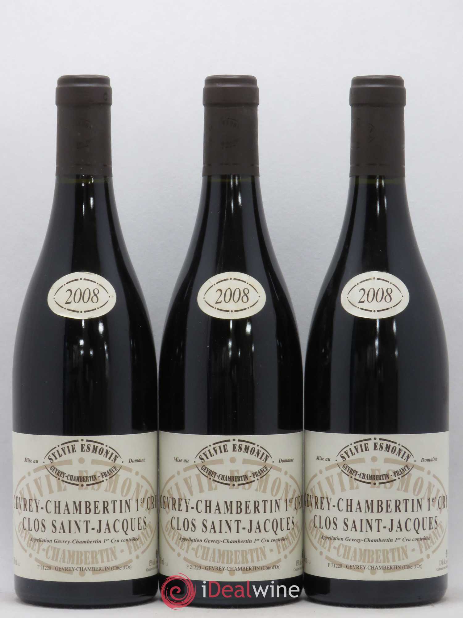 Gevrey-Chambertin 1er Cru Clos Saint Jacques Sylvie Esmonin 2008 - Lot de 3 bouteilles - 0