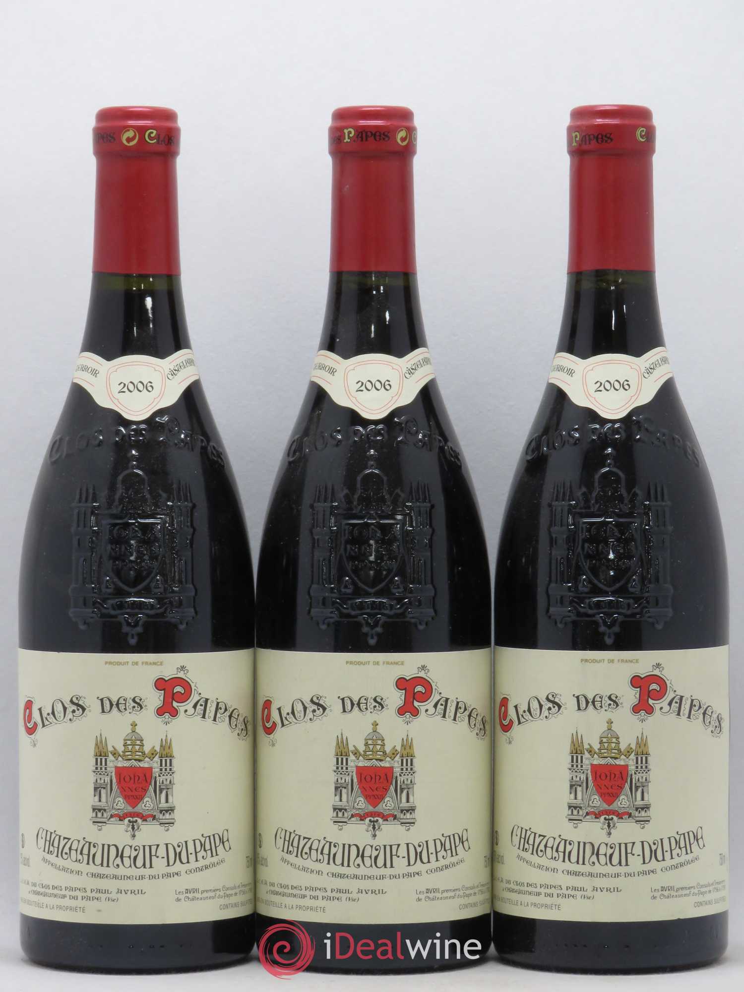 Châteauneuf-du-Pape Clos des Papes - Paul Avril 2006 - Lot de 3 bouteilles - 0