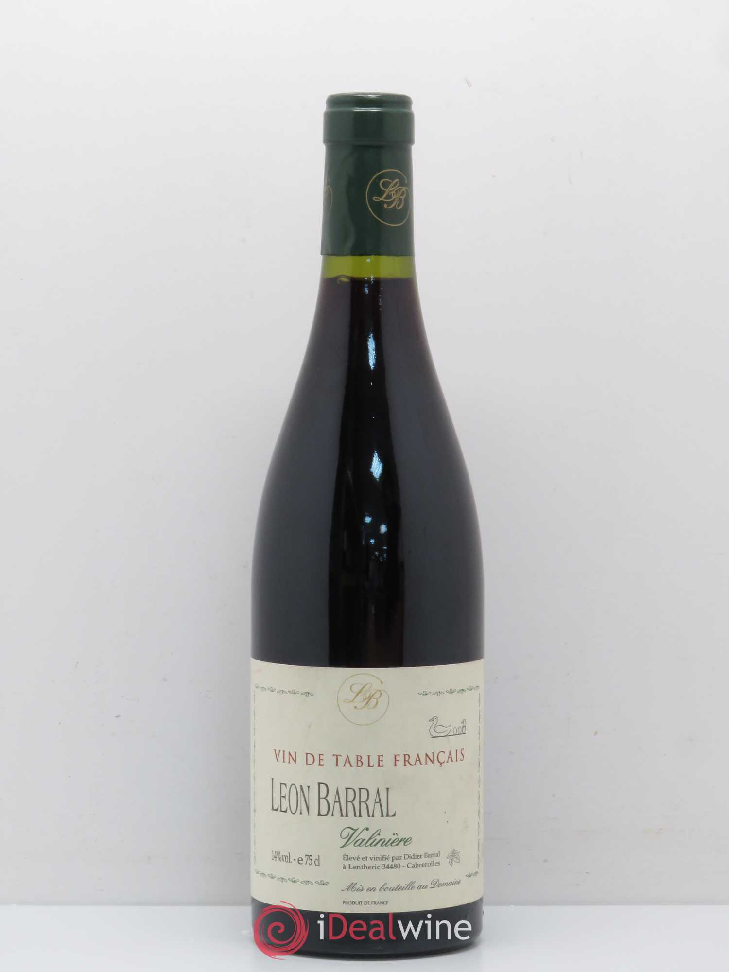 Vin de table Valinière - Leon Barral 2001 - Lot de 1 bouteille - 0
