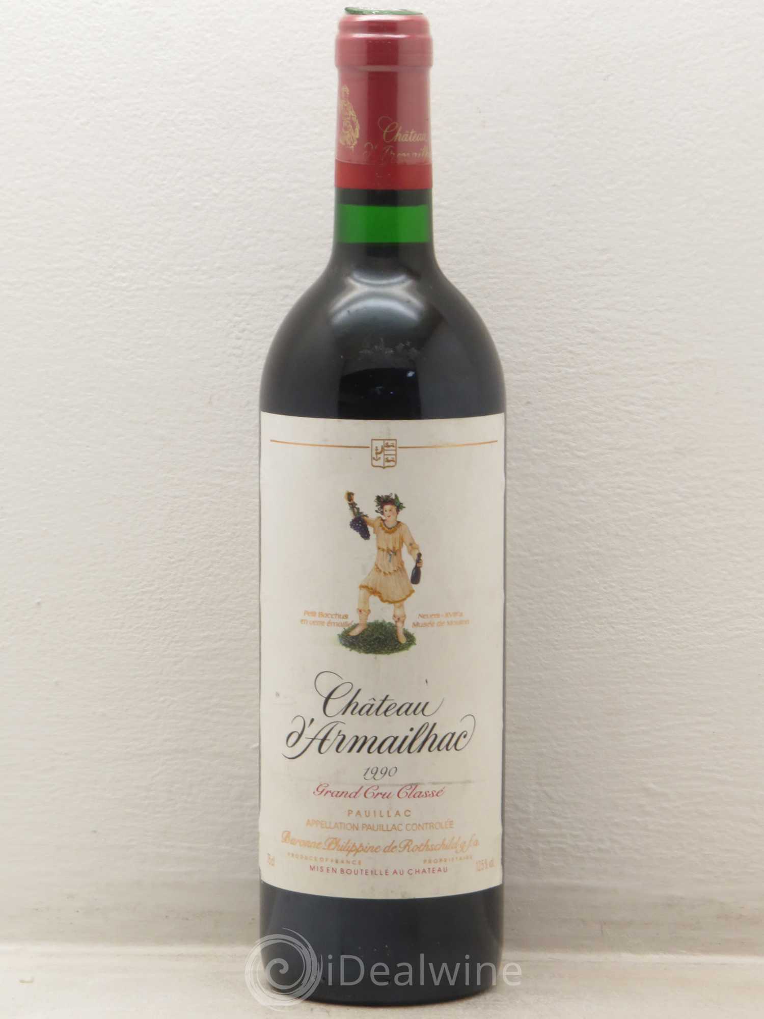 Château d' Armailhac - Mouton Baron(ne) Philippe 5ème Grand Cru Classé 1990 - Lot de 1 bouteille - 0