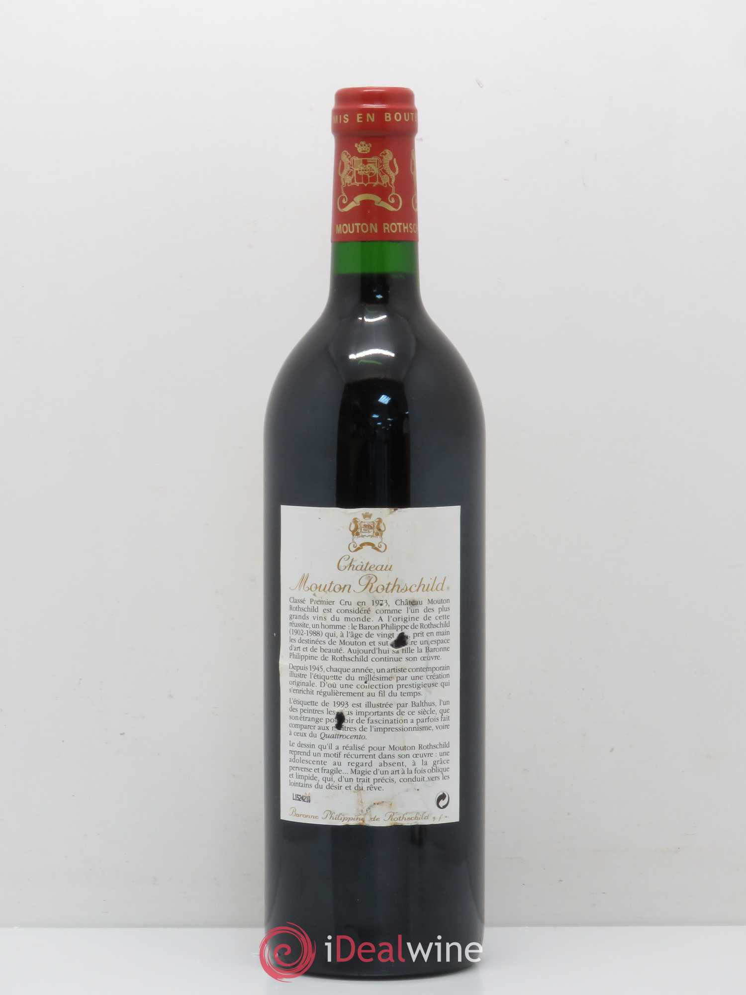 Château Mouton Rothschild 1er Grand Cru Classé 1993 - Lot de 1 bouteille - 1