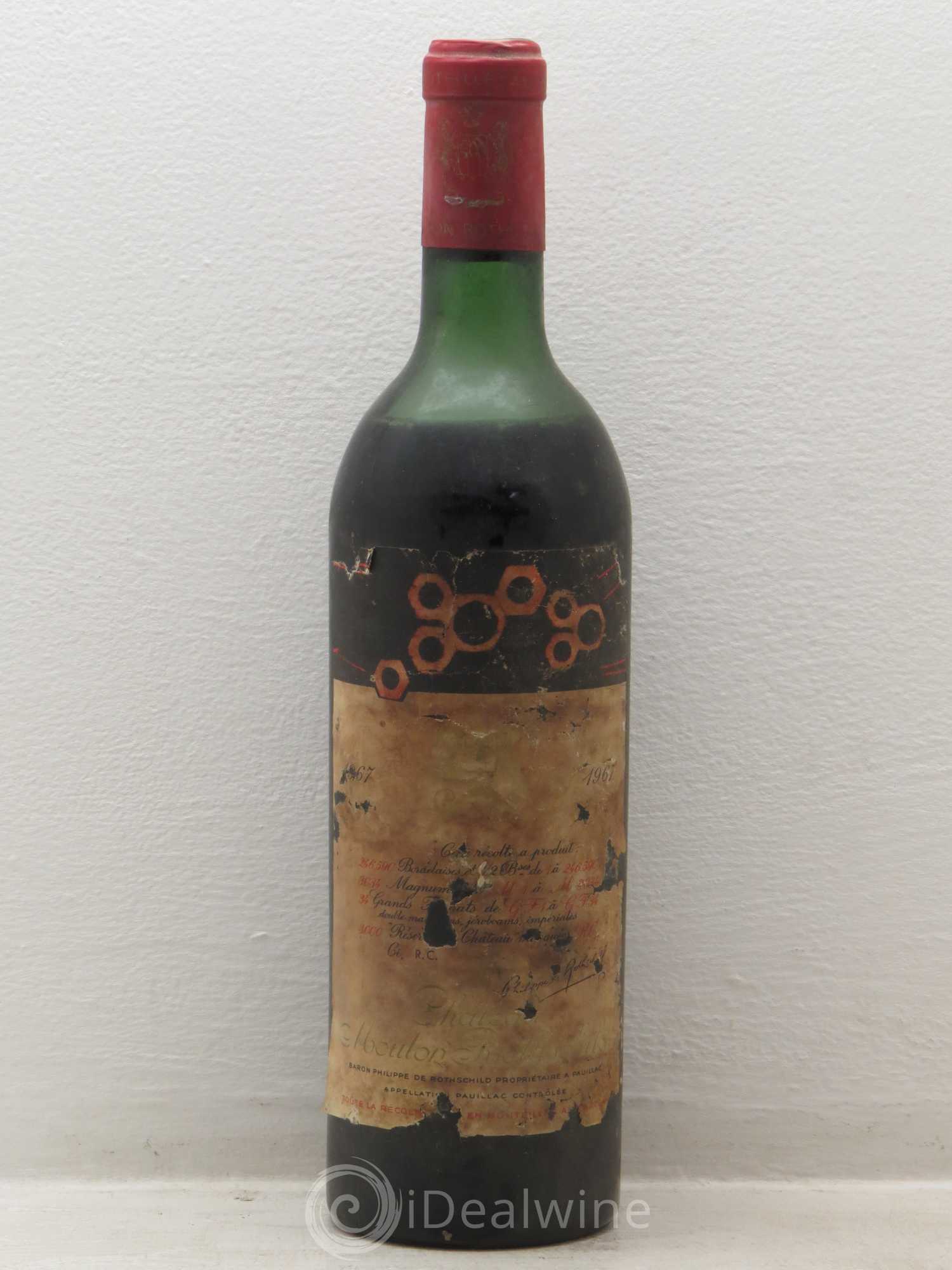 Château Mouton Rothschild 1er Grand Cru Classé 1967 - Lot de 1 bouteille - 0