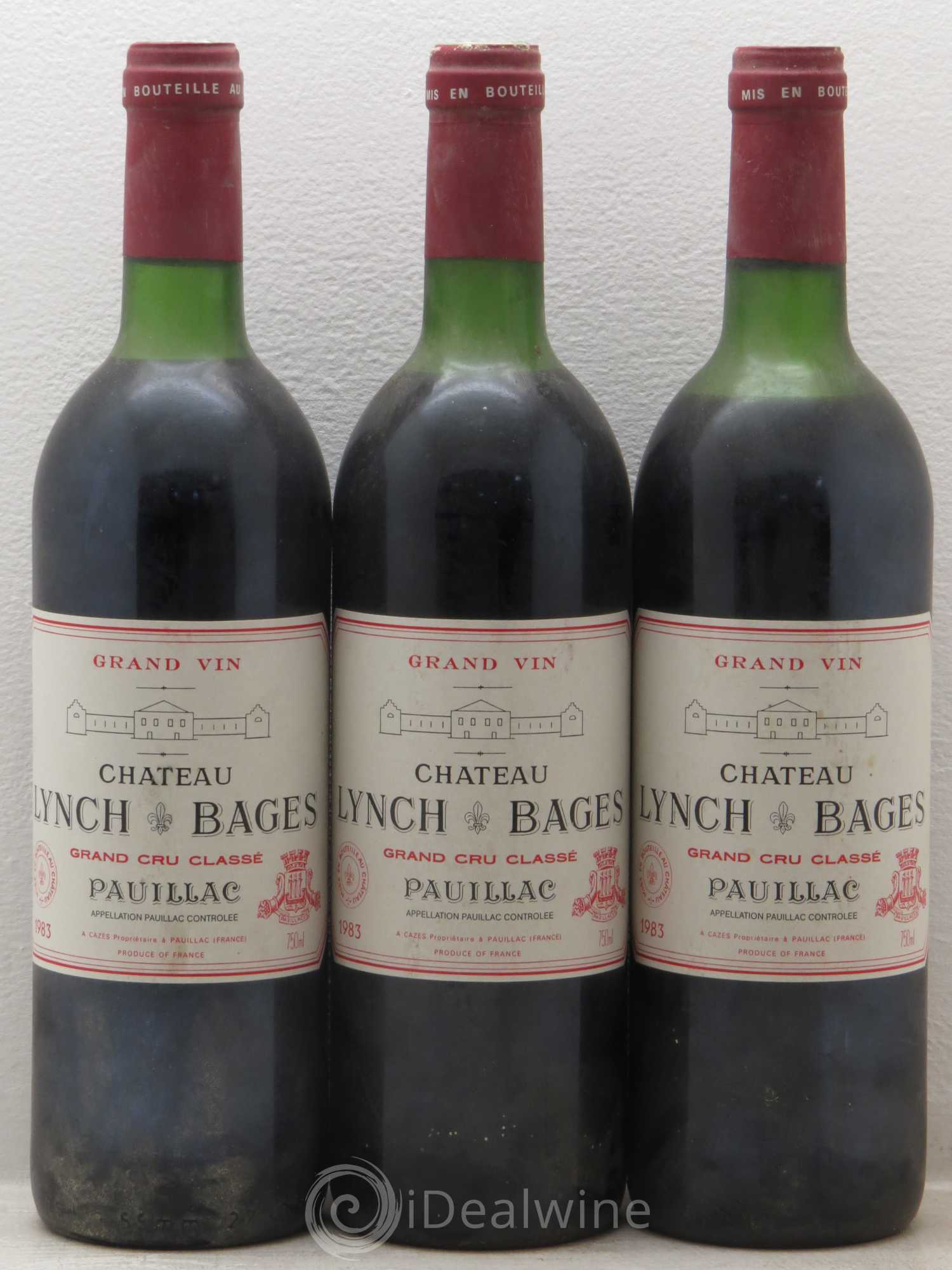 Château Lynch Bages 5ème Grand Cru Classé 1983 - Lot de 3 bouteilles - 0
