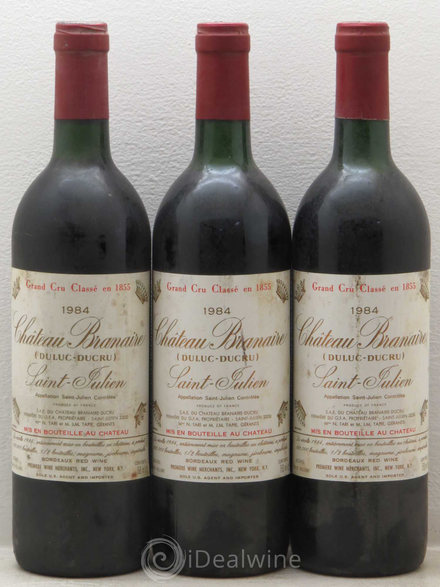 Château Branaire Ducru 4ème Grand Cru Classé 1984 - Lot de 3 bouteilles - 0