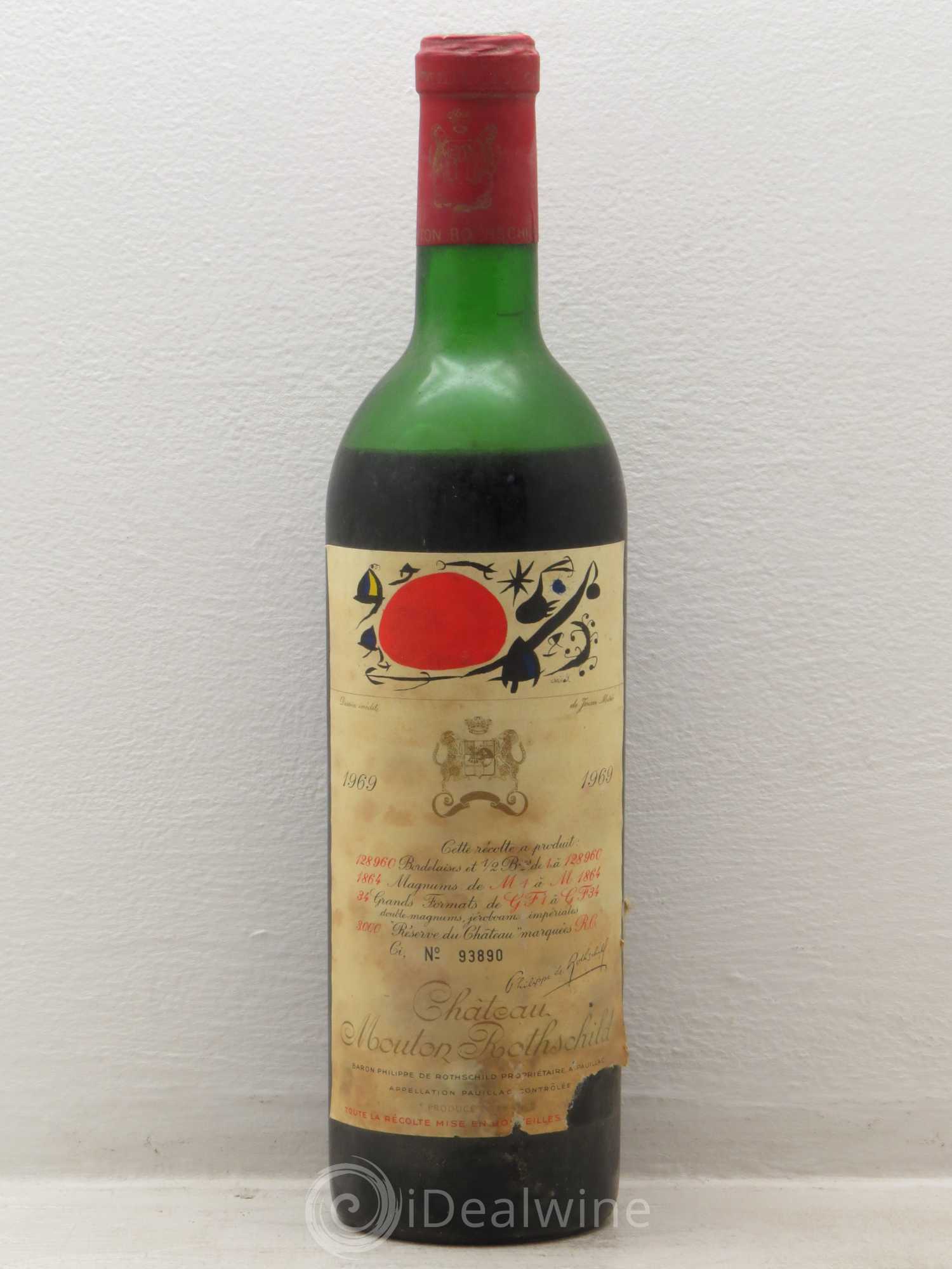 Château Mouton Rothschild 1er Grand Cru Classé 1969 - Lot de 1 bouteille - 0
