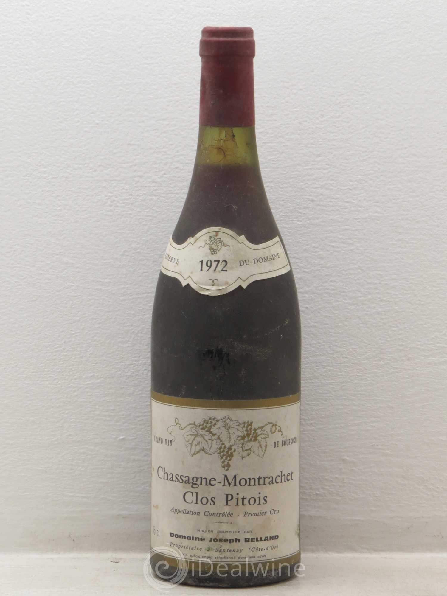 Chassagne-Montrachet 1er Cru Clos Pitois Domaine Belland 1972 - Posten von 1 Flasche - 0