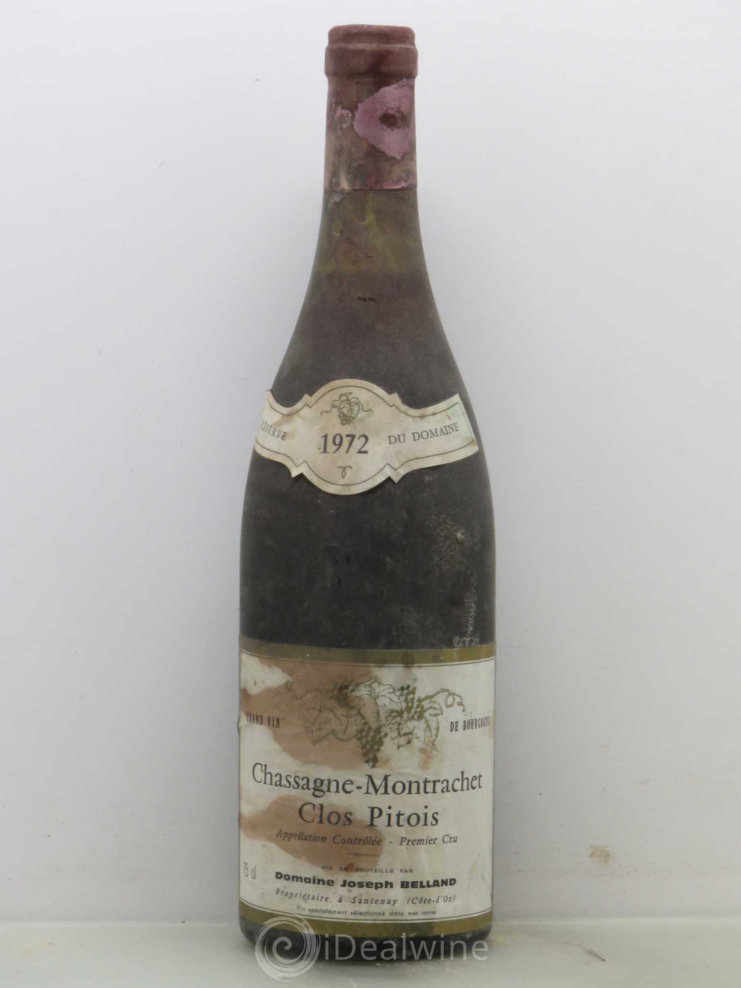 Chassagne-Montrachet 1er Cru Clos Pitois Belland 1972 - Lot de 1 bouteille - 0