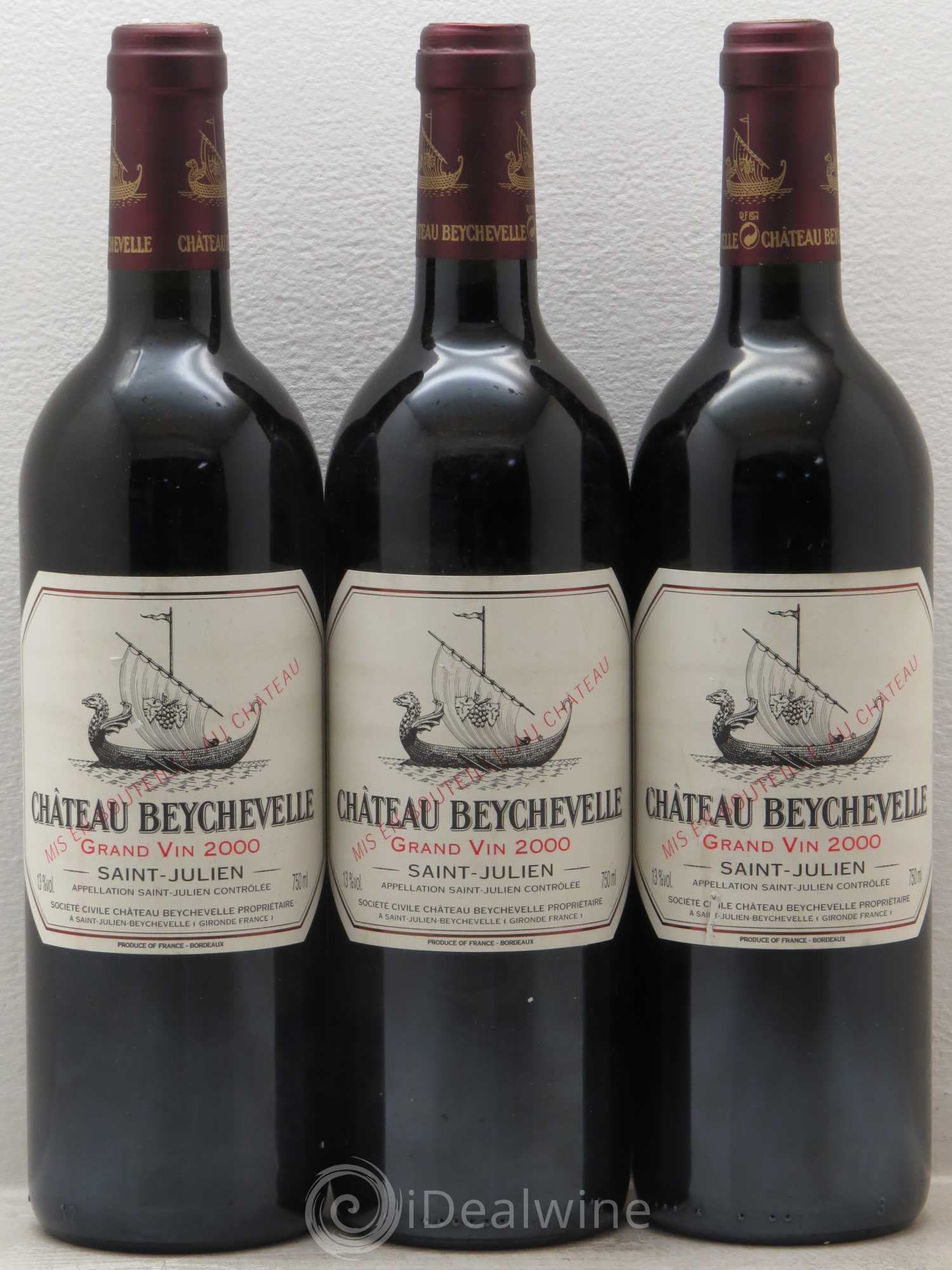 Château Beychevelle 4ème Grand Cru Classé 2000 - Lot de 3 bouteilles - 0