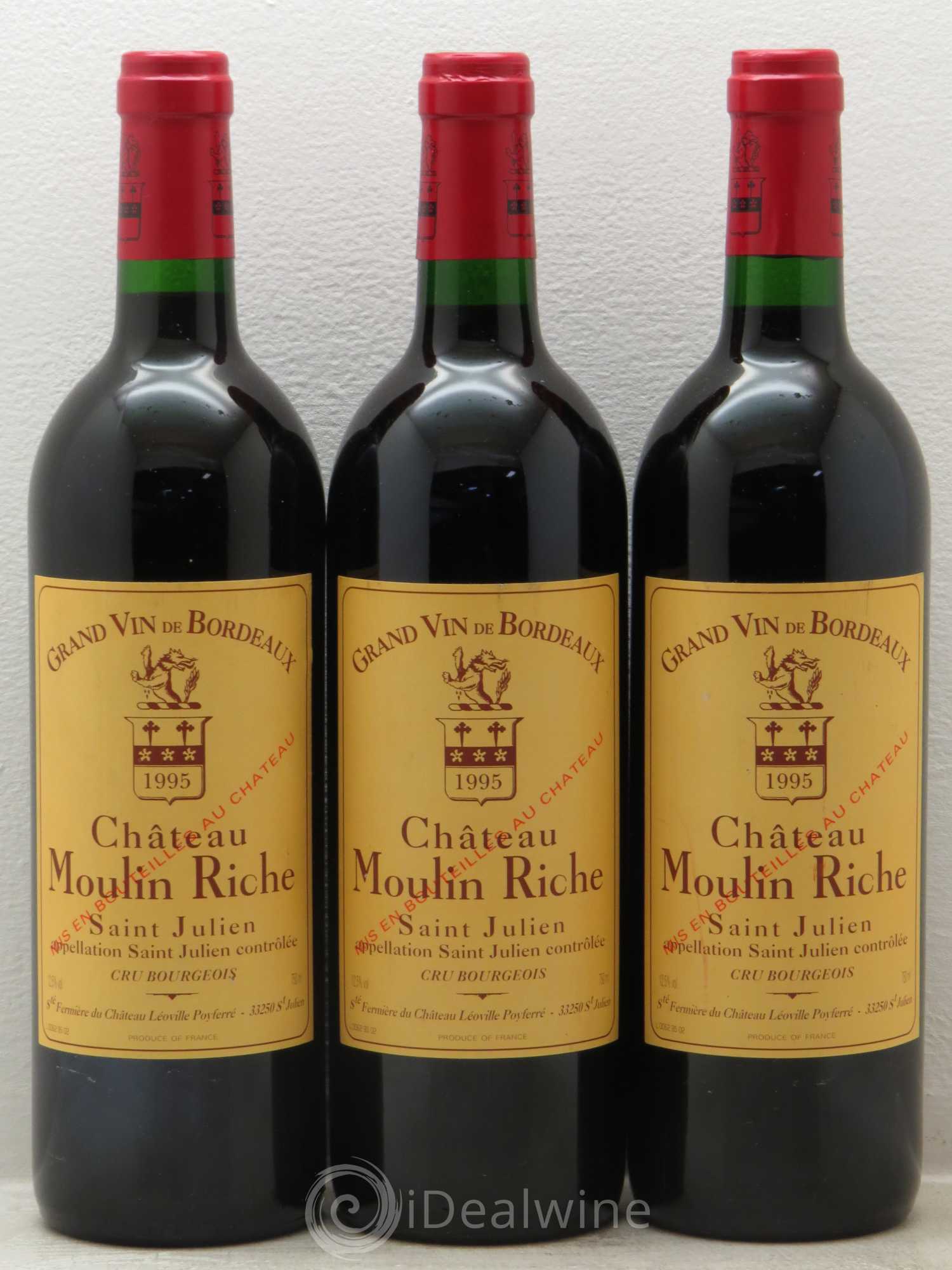 Château Moulin Riche 1995 - Lot de 3 bouteilles - 0