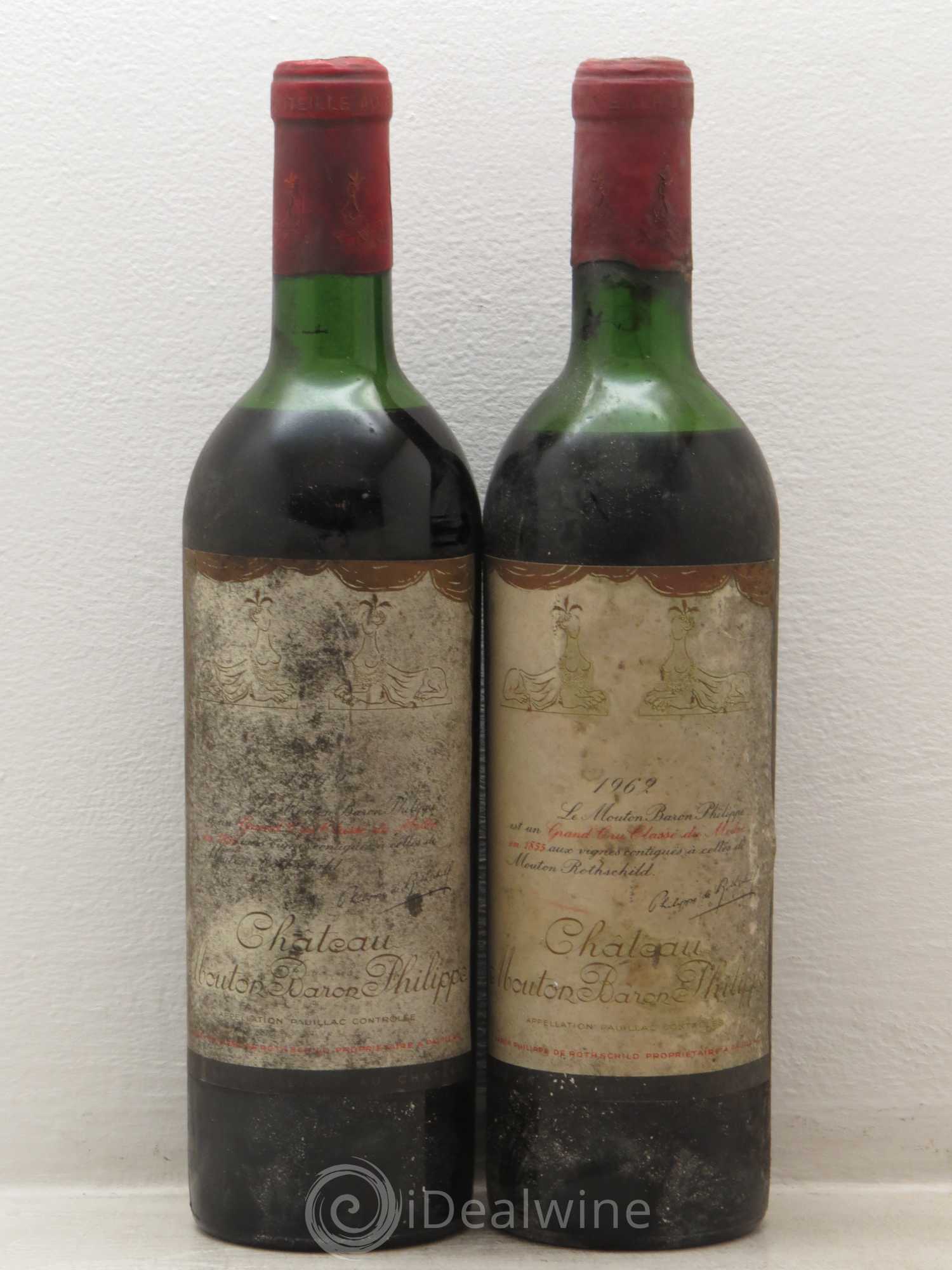 Château d' Armailhac - Mouton Baron(ne) Philippe 5ème Grand Cru Classé 1962 - Lot de 2 bouteilles - 0