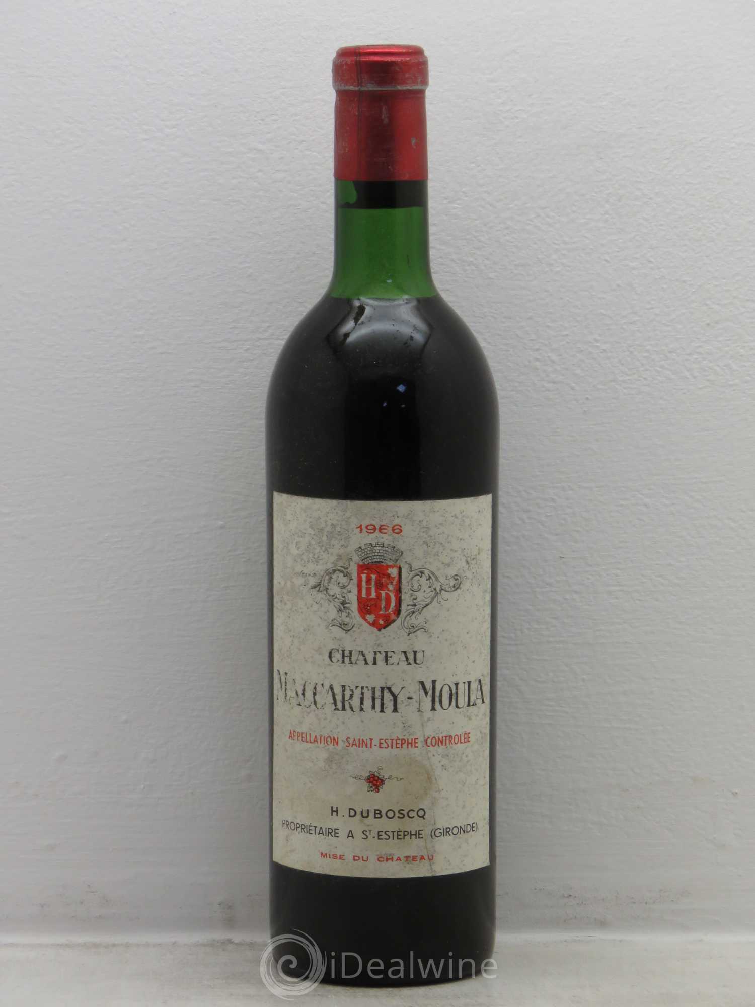 Saint-Estèphe Château Maccarthy Moula 1966 - Posten von 1 Flasche - 0