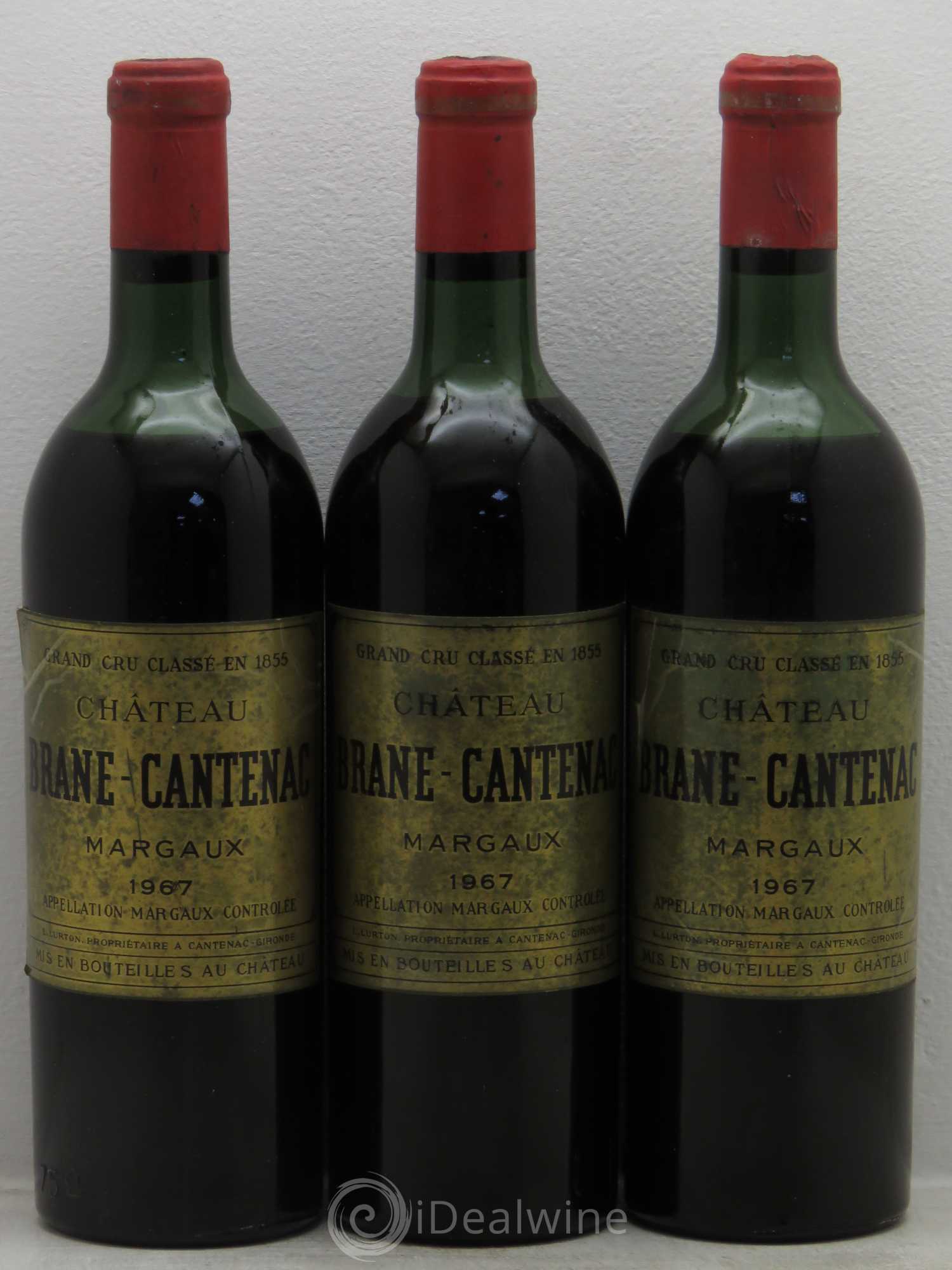 Château Brane Cantenac 2ème Grand Cru Classé 1967 - Lot de 3 bouteilles - 0