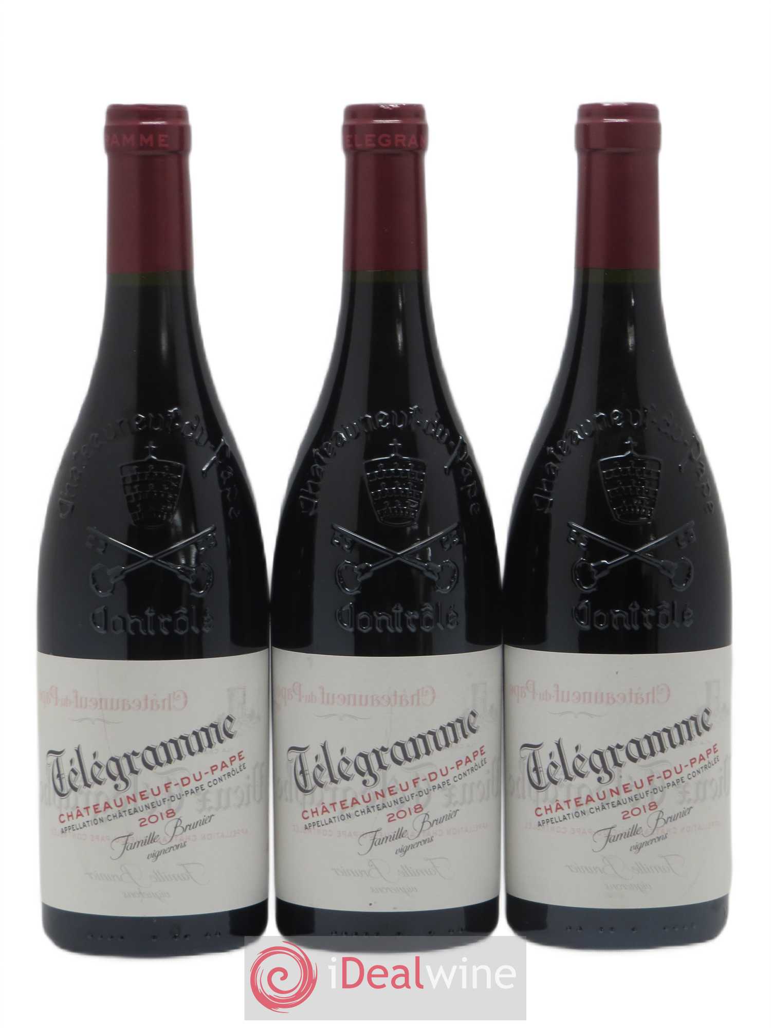 Châteauneuf-du-Pape Télégramme Vignobles Brunier 2018 - Lot de 3 bouteilles - 0