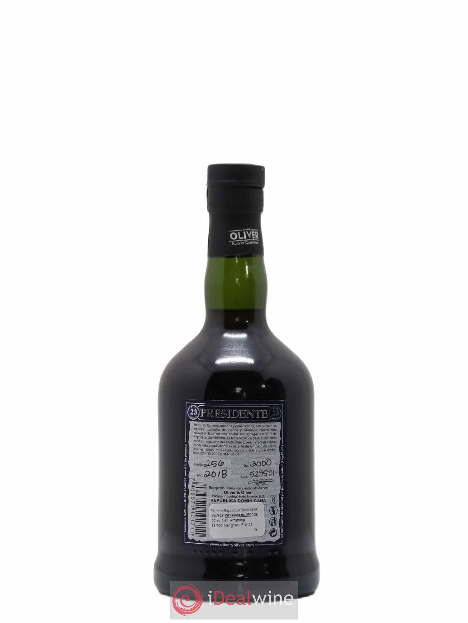 Rhum Presidente Olivier Rum 23 years Solera - Lot de 1 bouteille - 2