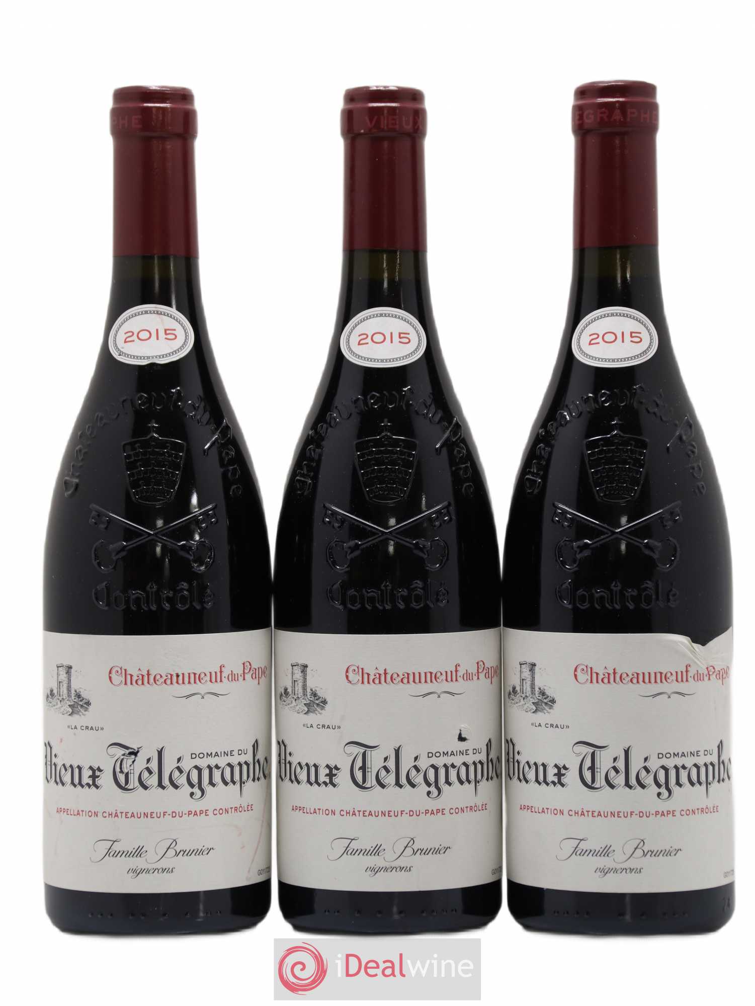 Châteauneuf-du-Pape Vieux Télégraphe (Domaine du) Vignobles Brunier 2015 - Lot de 3 bouteilles - 0