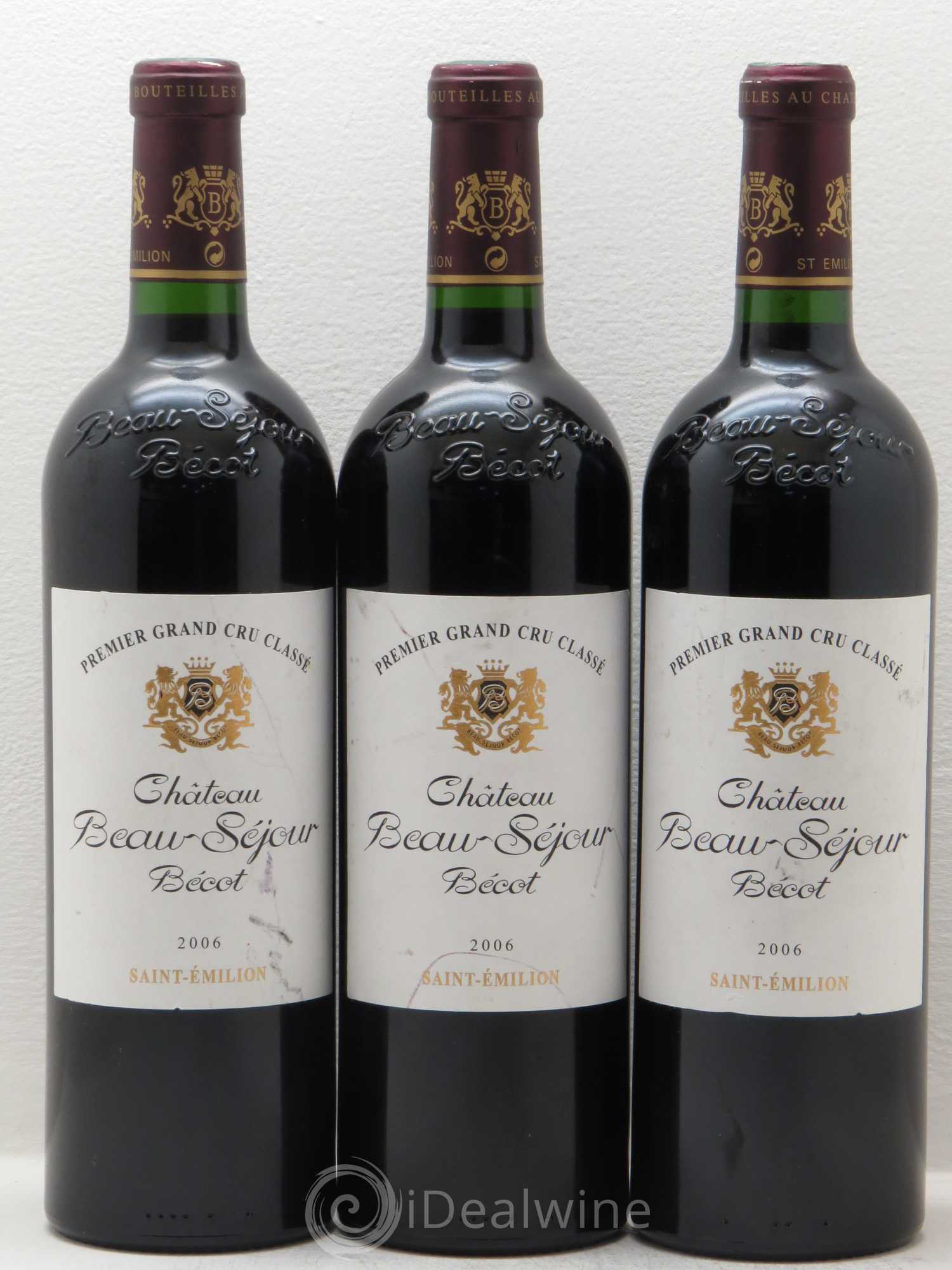 Château Beau-Séjour Bécot 1er Grand Cru Classé B 2006 - Lot de 3 bouteilles - 0