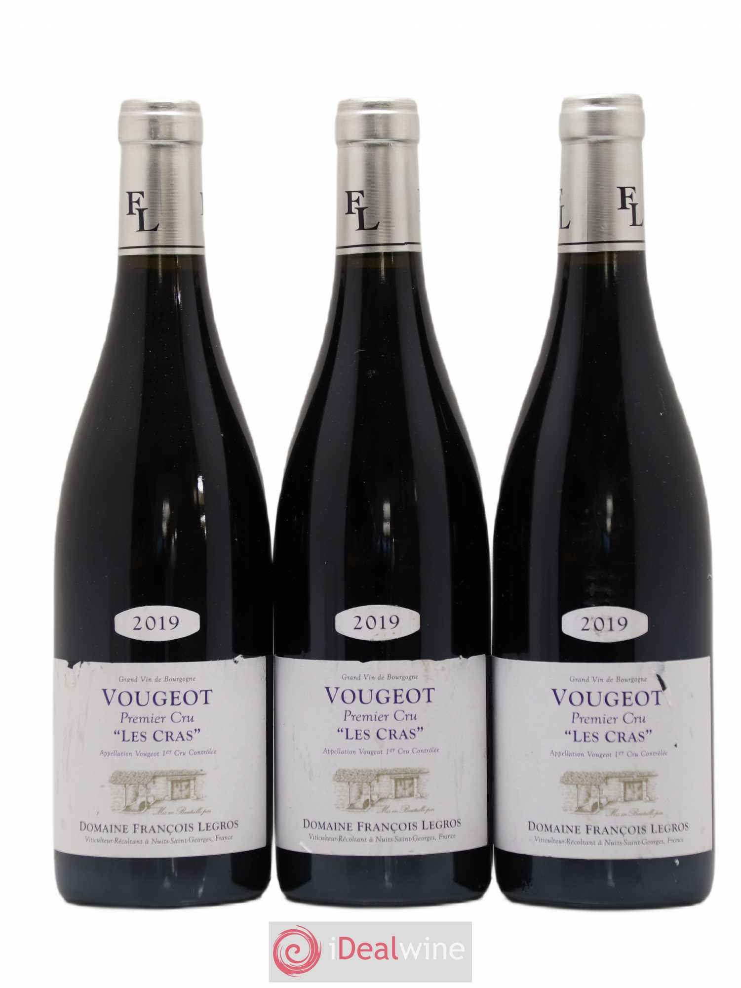 Vougeot 1er Cru Les Cras Domaine Francois Legros 2019 - Posten von 3 Flaschen - 0