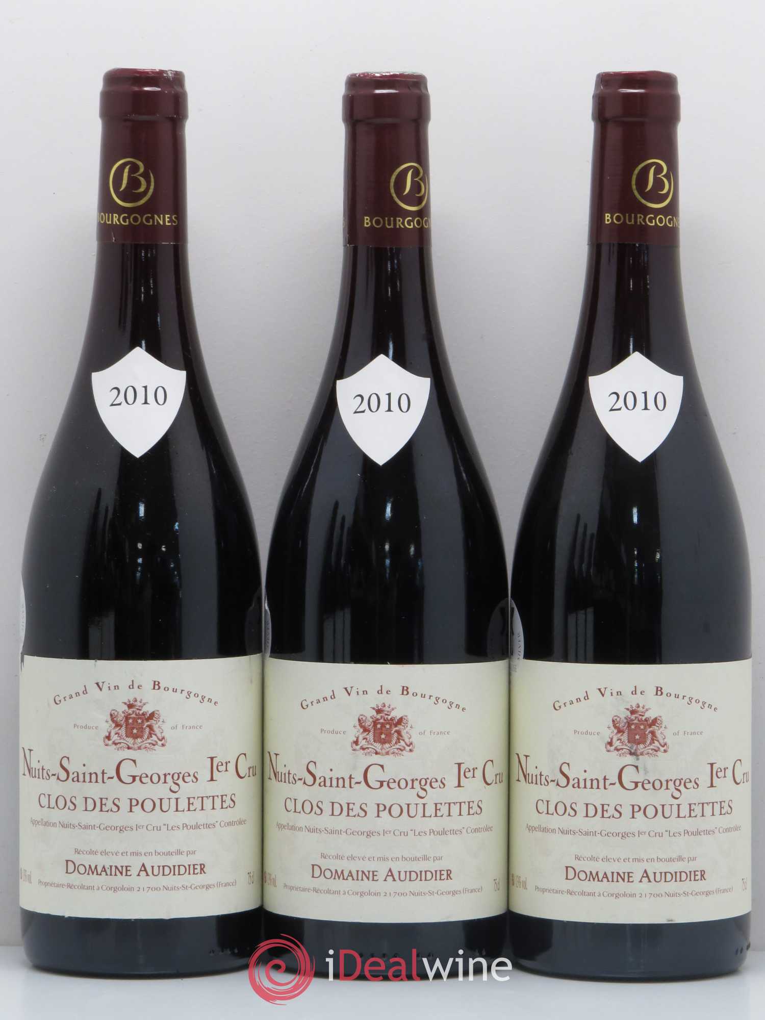 Nuits-Saint-Georges 1er Cru Clos des Poulettes Domaine Audidier 2010 - Posten von 6 Flaschen - 1