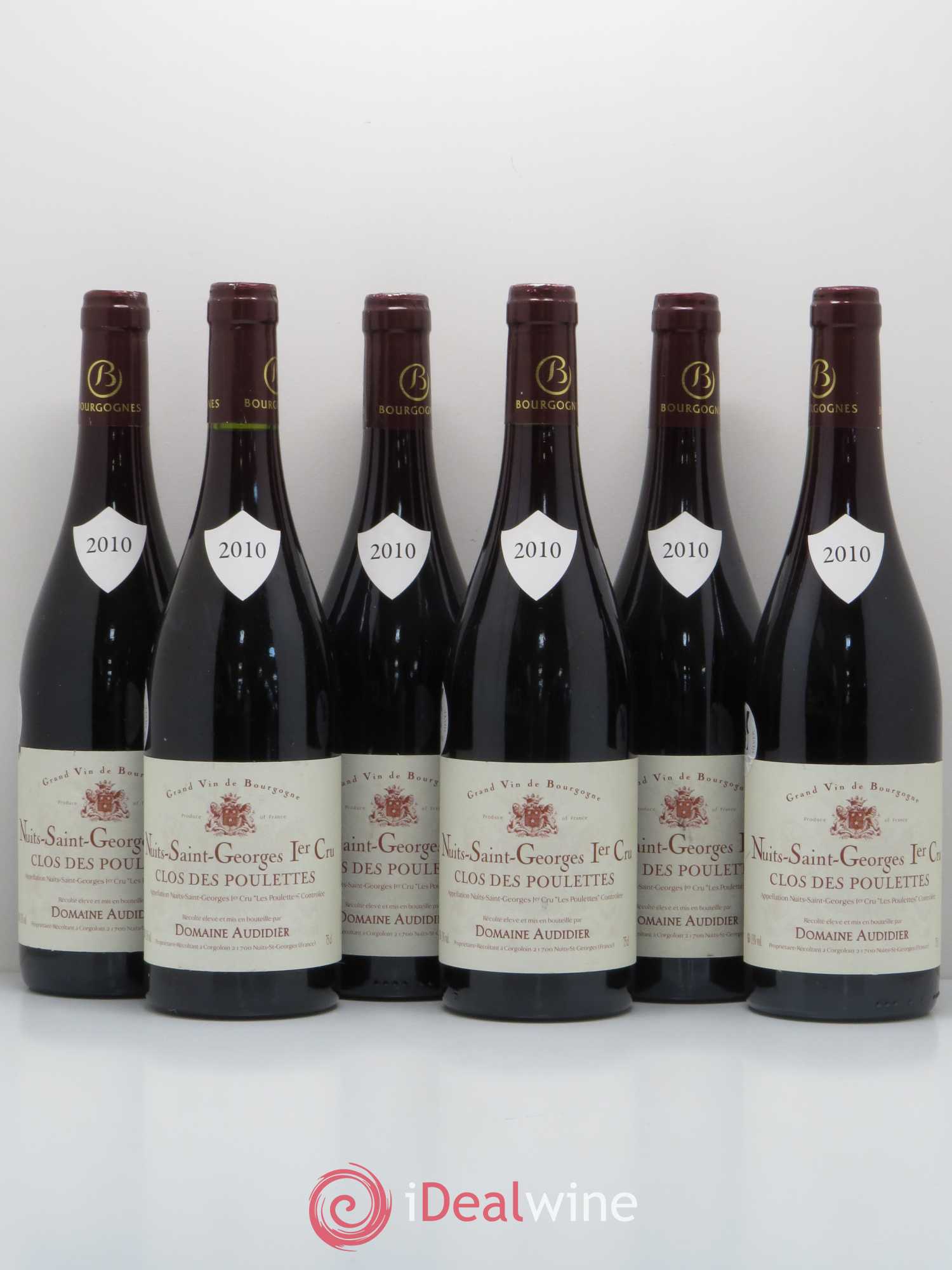 Nuits-Saint-Georges 1er Cru Clos des Poulettes Domaine Audidier 2010 - Posten von 6 Flaschen - 0