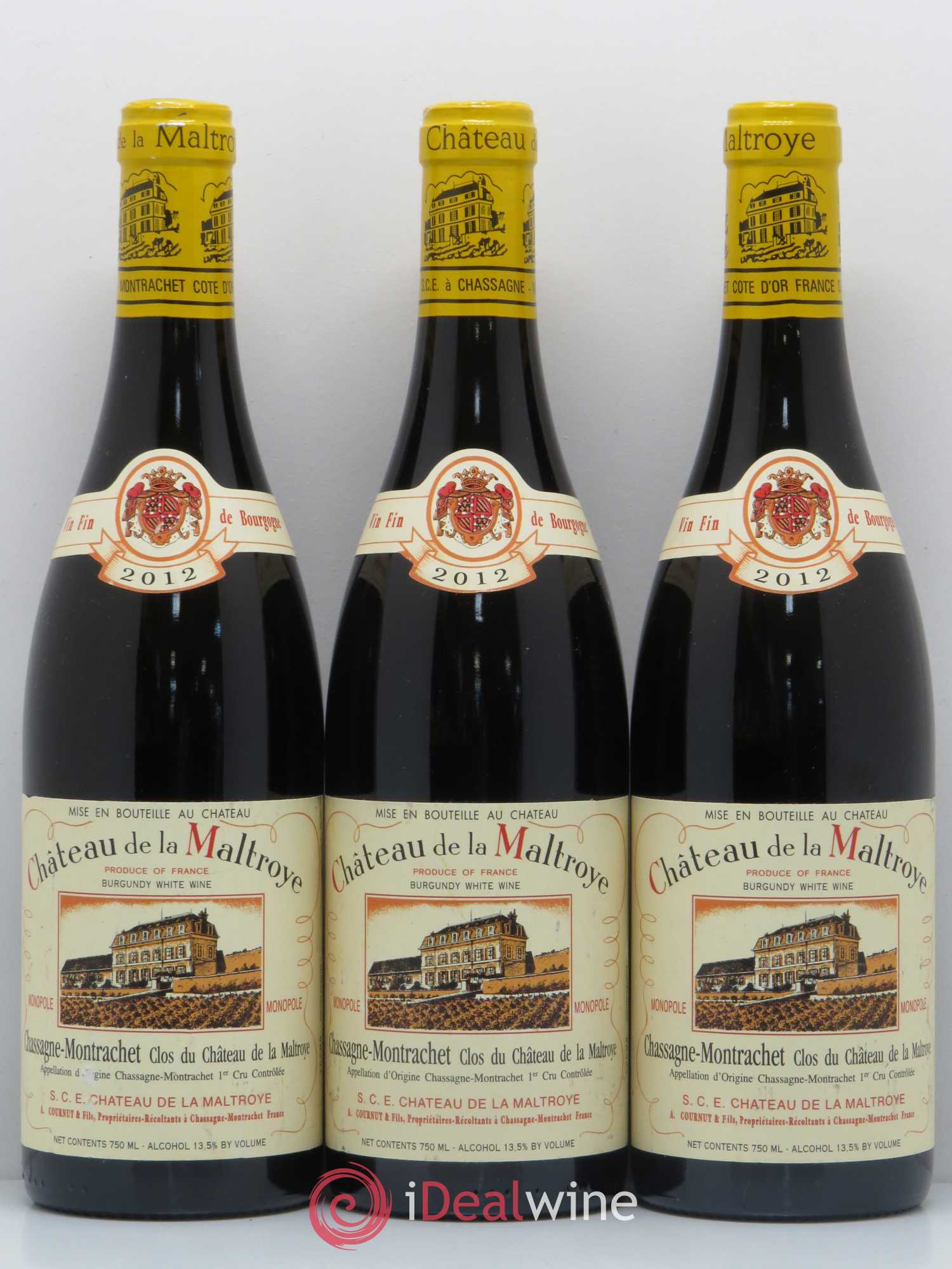 Chassagne-Montrachet 1er Cru Clos du château de la Maltroye Domaine de La Maltroye 2012 - Posten von 3 Flaschen - 0