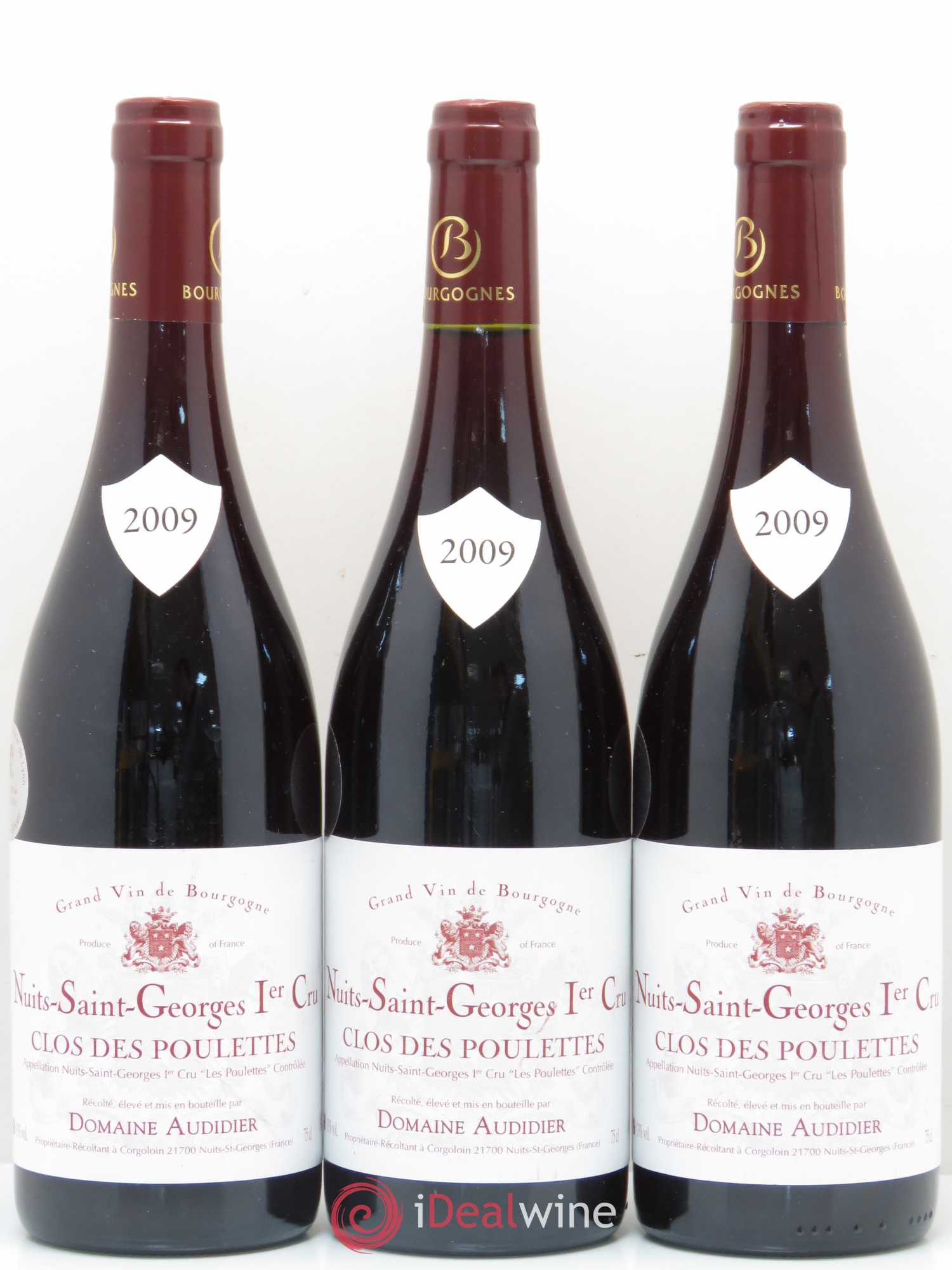 Nuits-Saint-Georges 1er Cru Clos des Poulettes Audidier 2009 - Posten von 3 Flaschen - 0