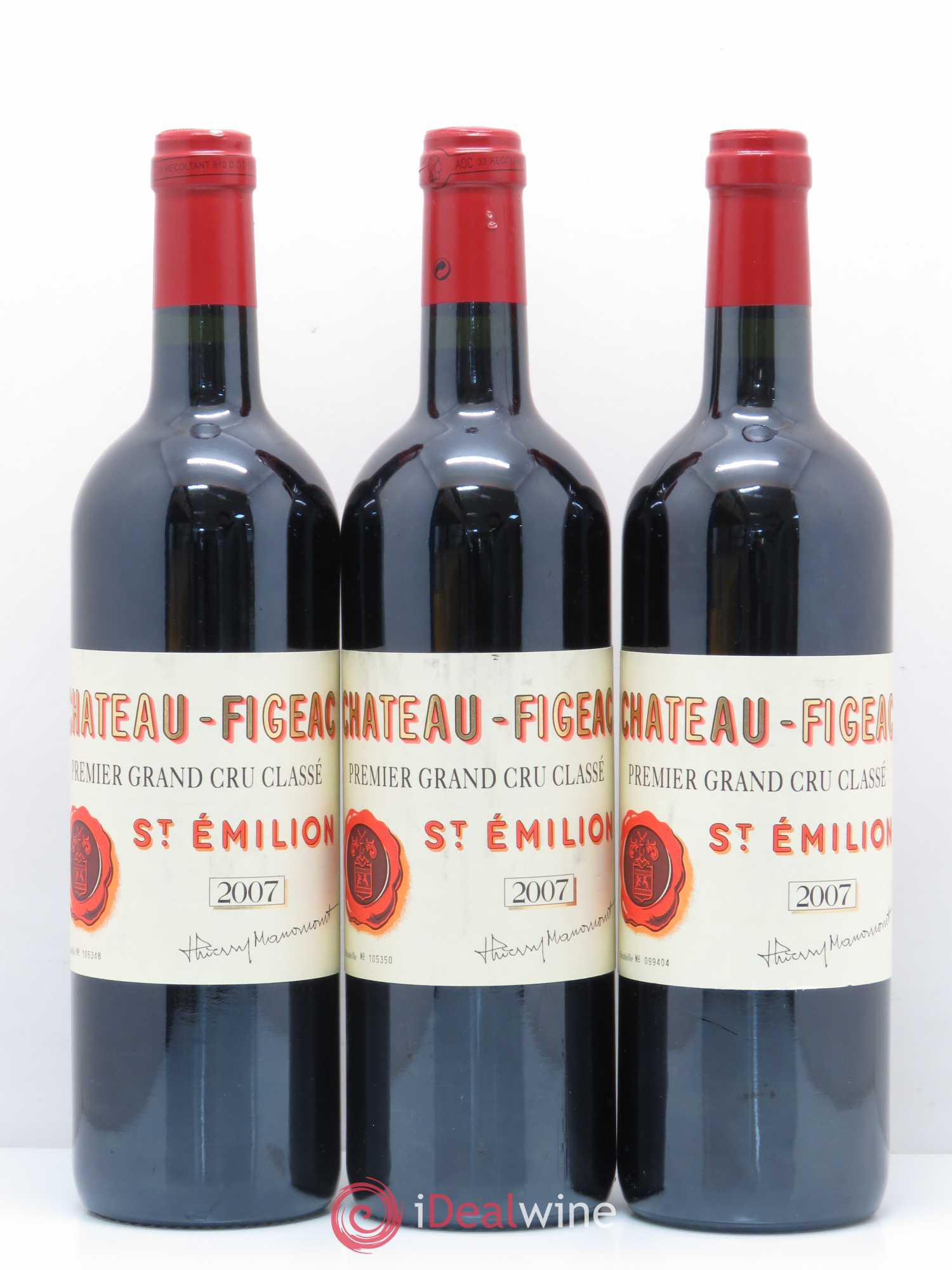 Château Figeac 1er Grand Cru Classé A 2007 - Lot de 3 bouteilles - 0