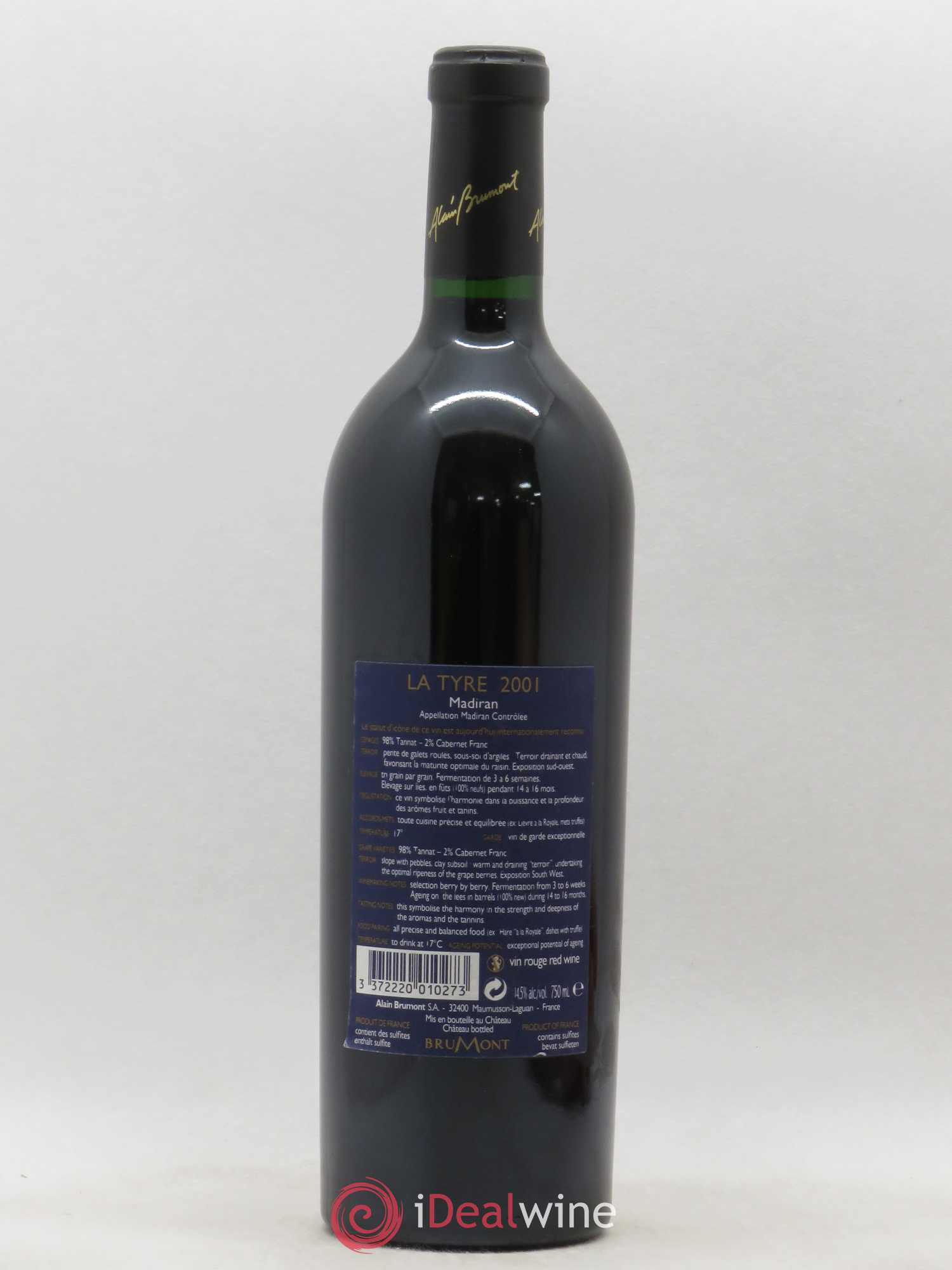 Madiran Château Montus-La Tyre Alain Brumont 2001 - Lot de 1 bouteille - 1