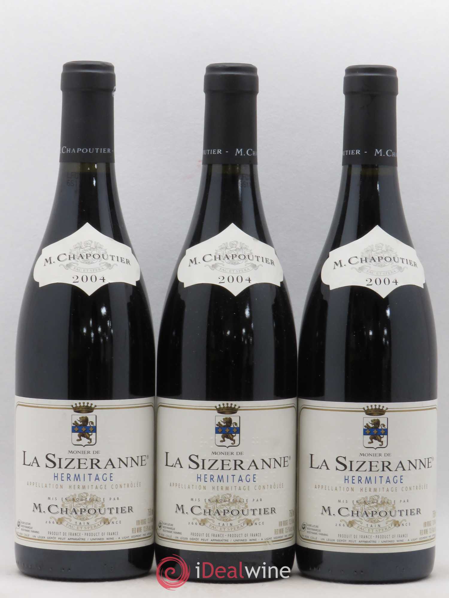 Hermitage Monier de La Sizeranne Chapoutier 2004 - Lot de 3 bouteilles - 0