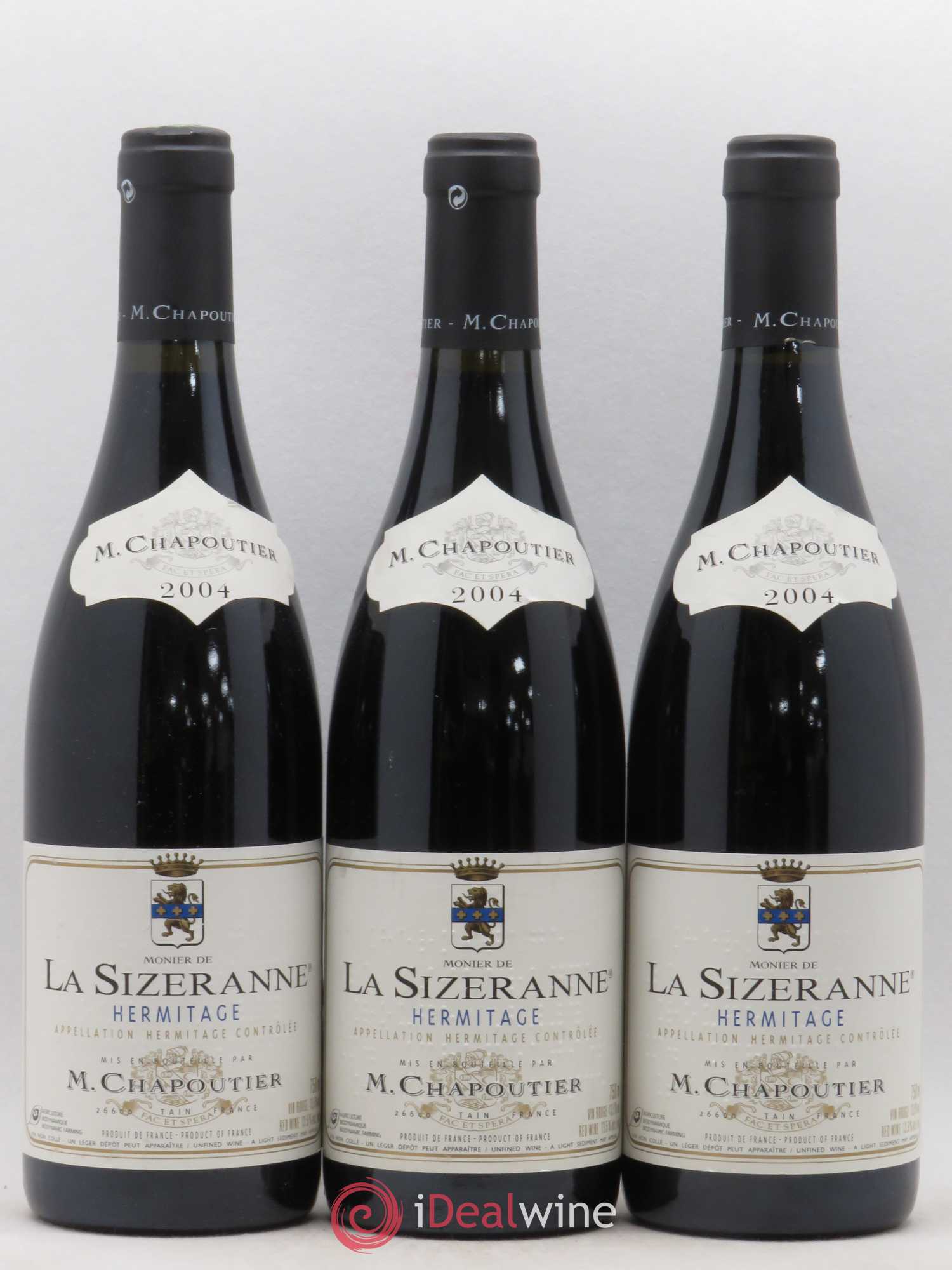 Hermitage Monier de La Sizeranne Chapoutier 2004 - Lot de 3 bouteilles - 0