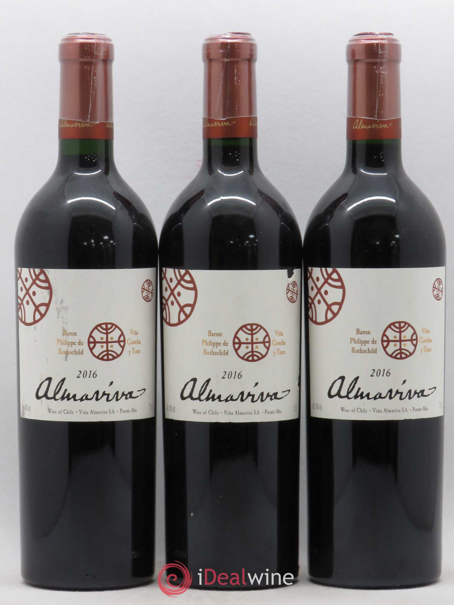 Chili Almaviva Baron P. de Rothschild Concha y Toro 2016 - Lot de 3 bouteilles - 0