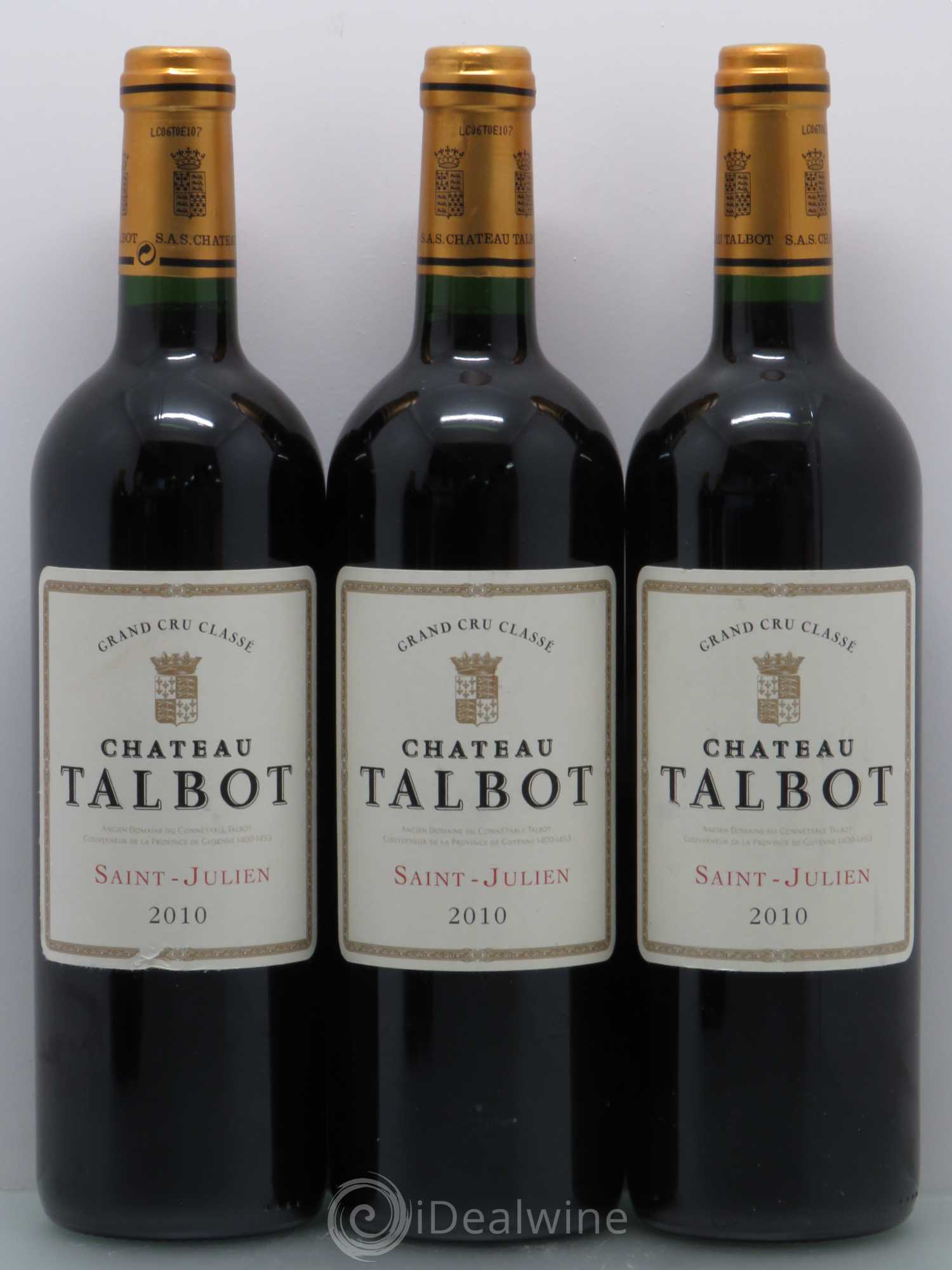 Château Talbot 4ème Grand Cru Classé 2010 - Lot de 5 bouteilles - 1