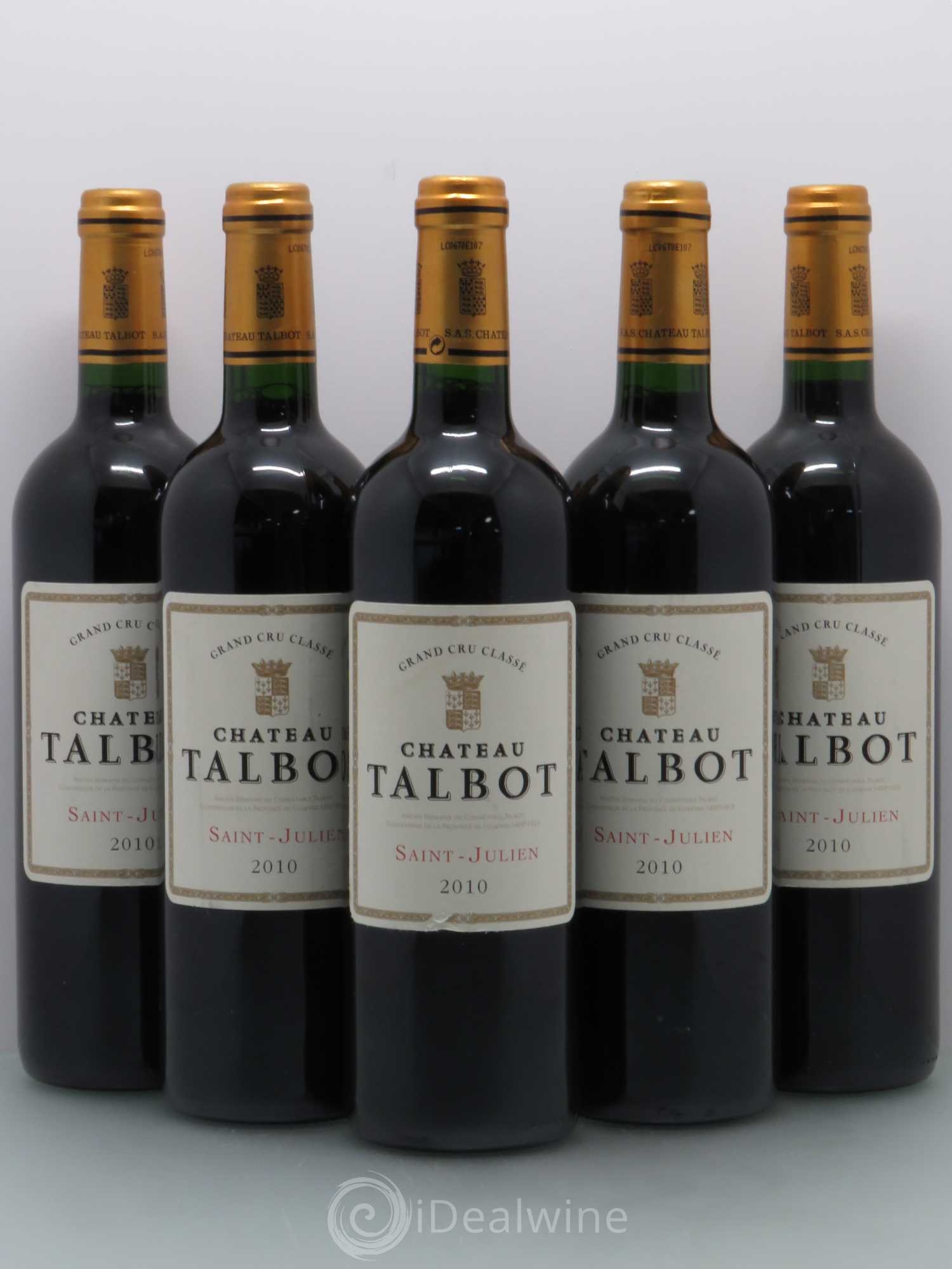 Château Talbot 4ème Grand Cru Classé 2010 - Lot de 5 bouteilles - 0