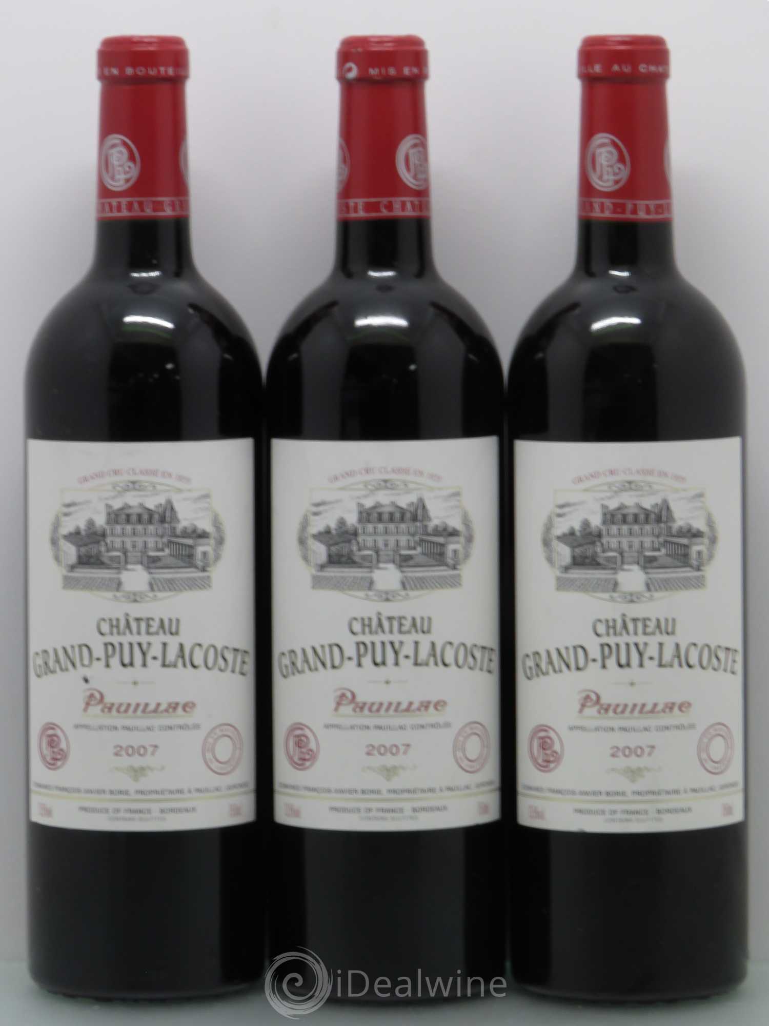 Château Grand Puy Lacoste 5ème Grand Cru Classé 2007 - Lot de 3 bouteilles - 0
