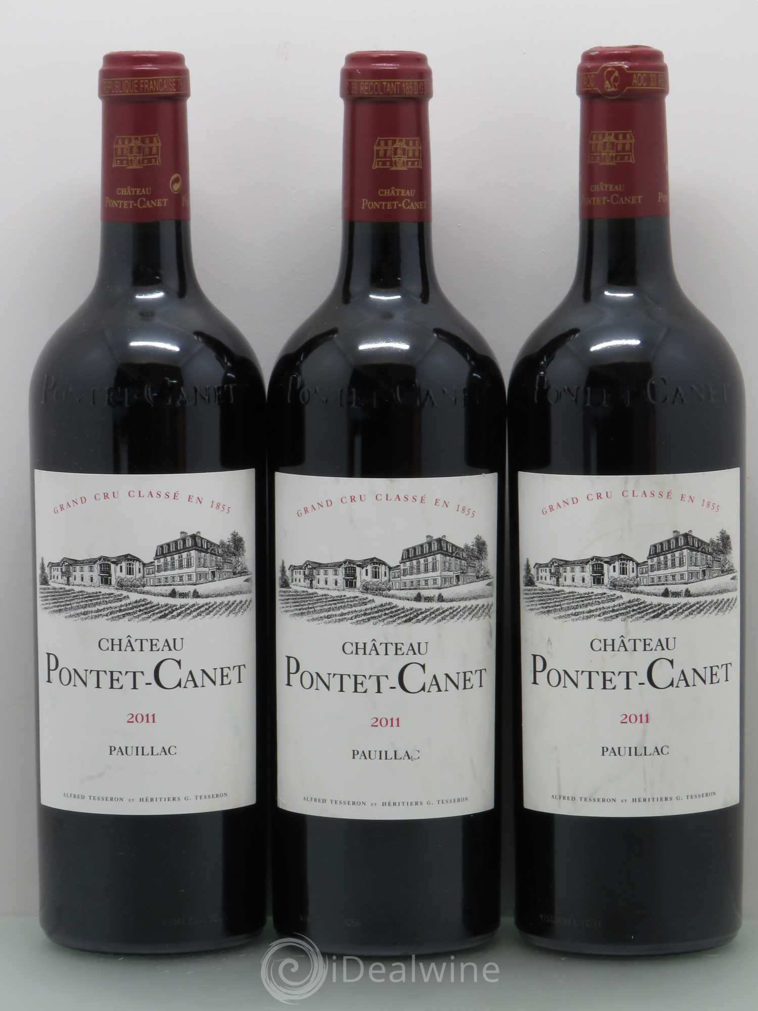 Château Pontet Canet 5ème Grand Cru Classé 2011 - Lot de 3 bouteilles - 0