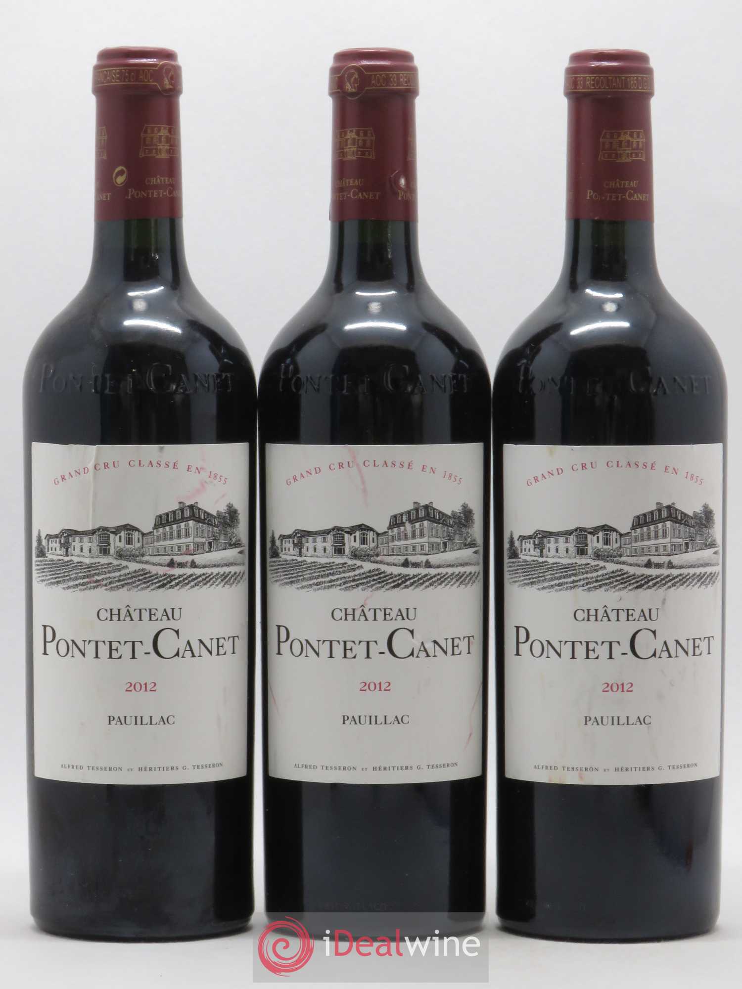 Château Pontet Canet 5ème Grand Cru Classé 2012 - Lot de 3 bouteilles - 0
