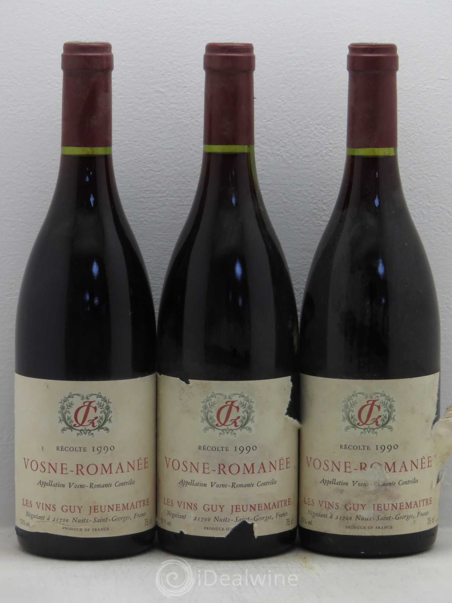 Vosne-Romanée Guy Jeunemaitre 1990 - Posten von 3 Flaschen - 0
