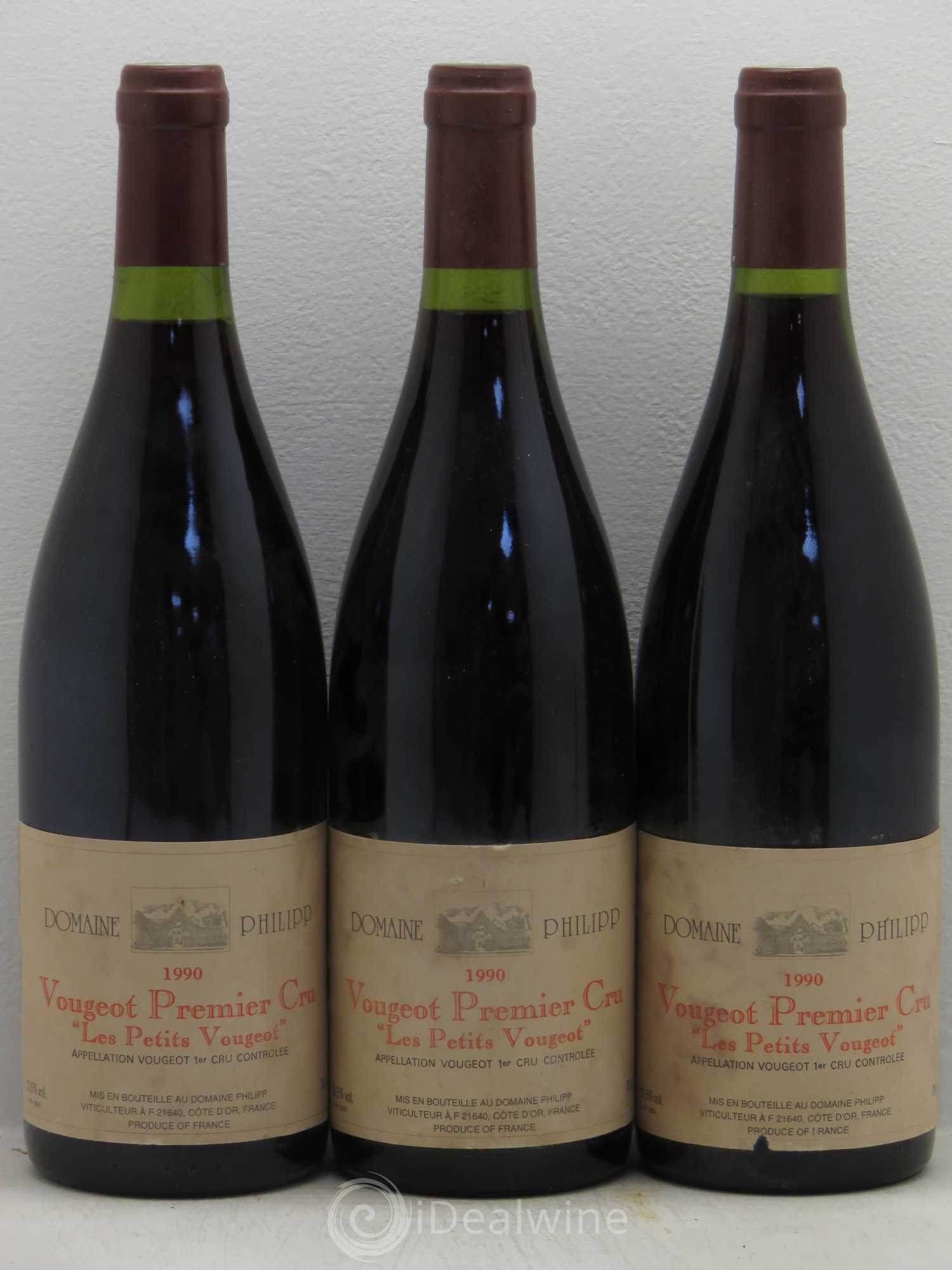 Vougeot 1er Cru Les petits Vougeot Domaine Philipp 1990 - Posten von 3 Flaschen - 0