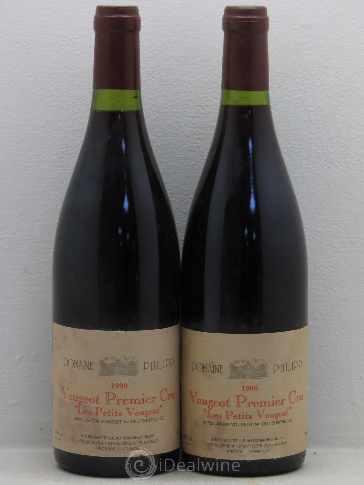 Vougeot 1er Cru Les petits Vougeot Domaine Philipp 1990 - Posten von 2 Flaschen - 0