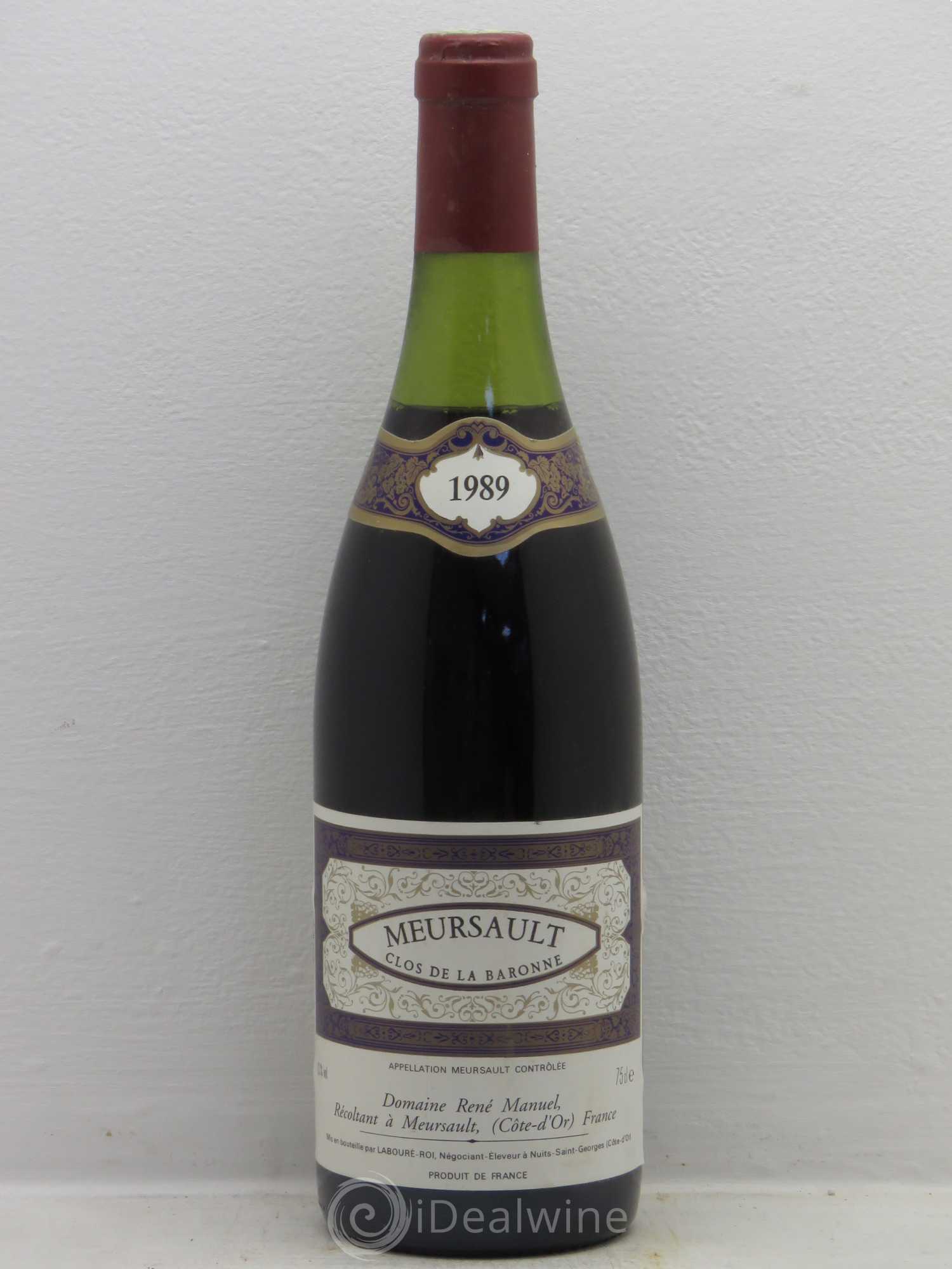 Meursault Clos de la Baronne Domaine Rene Manuel 1989 - Posten von 1 Flasche - 0