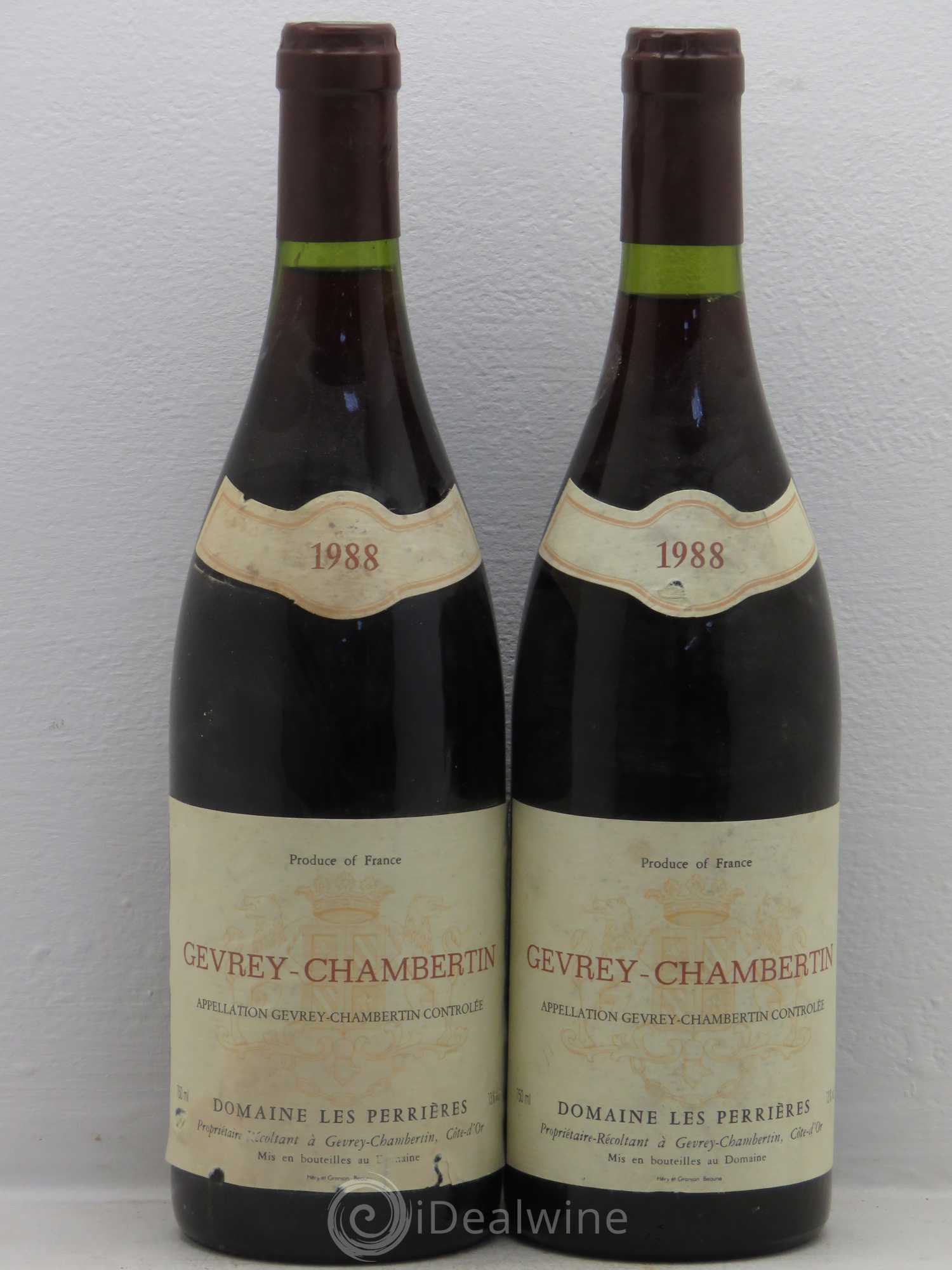 Gevrey-Chambertin Domaine les Perrières 1988 - Posten von 2 Flaschen - 0
