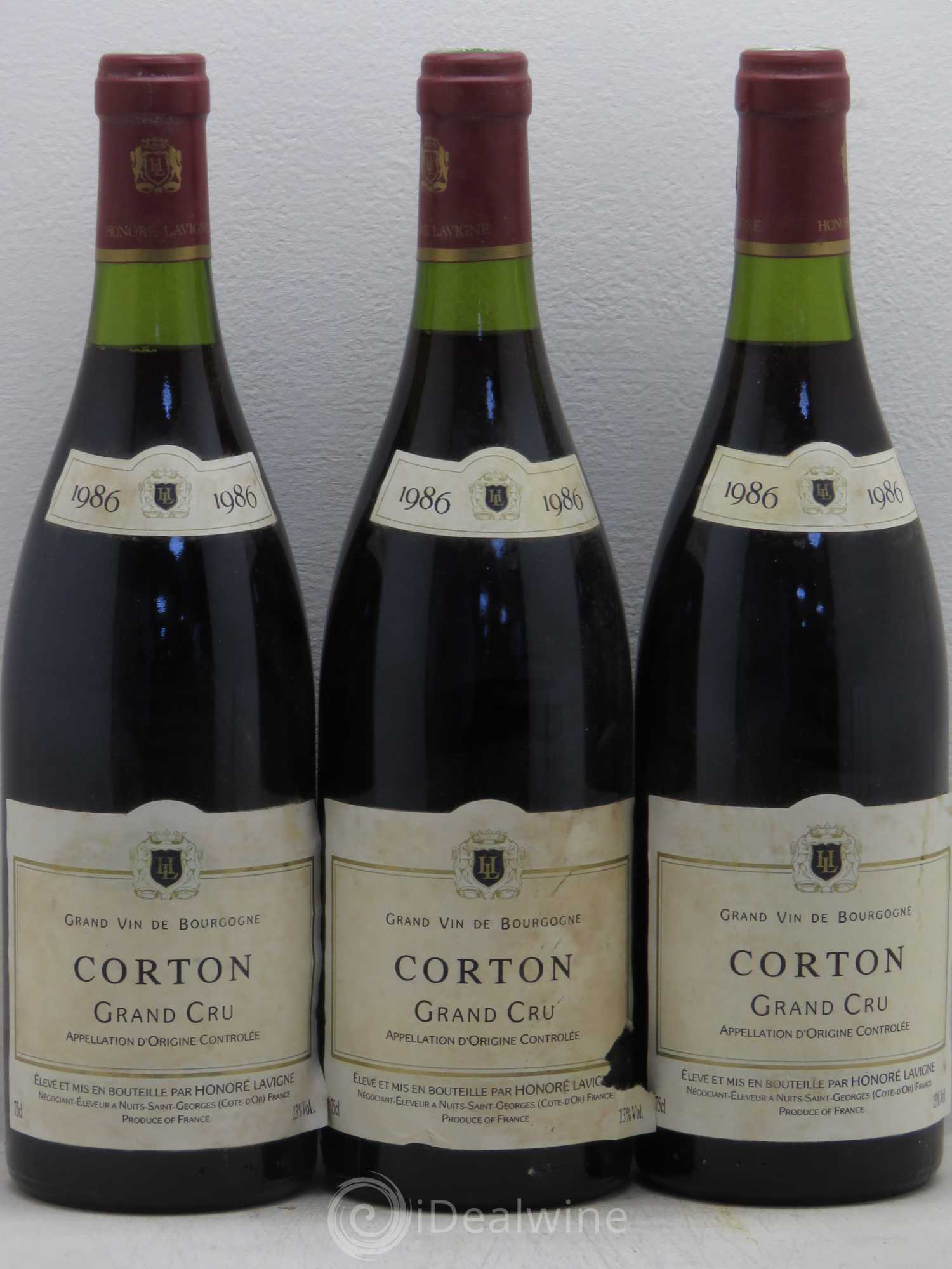 Corton Grand Cru Honoré Lavigne 1986 - Lot de 3 bouteilles - 0