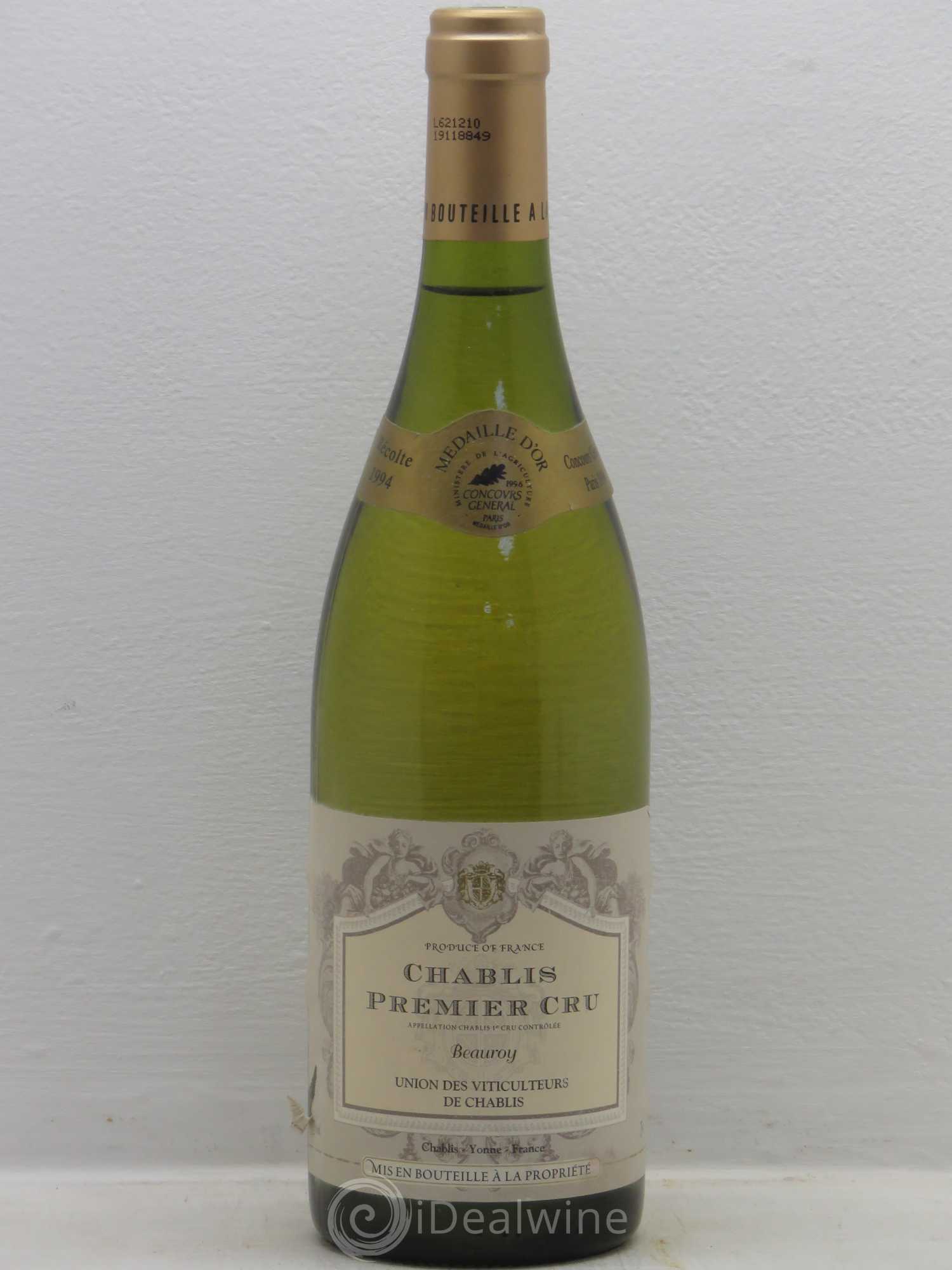 Chablis 1er Cru Beauroy Union des viticulteurs de Chablis 1994 - Posten von 1 Flasche - 0