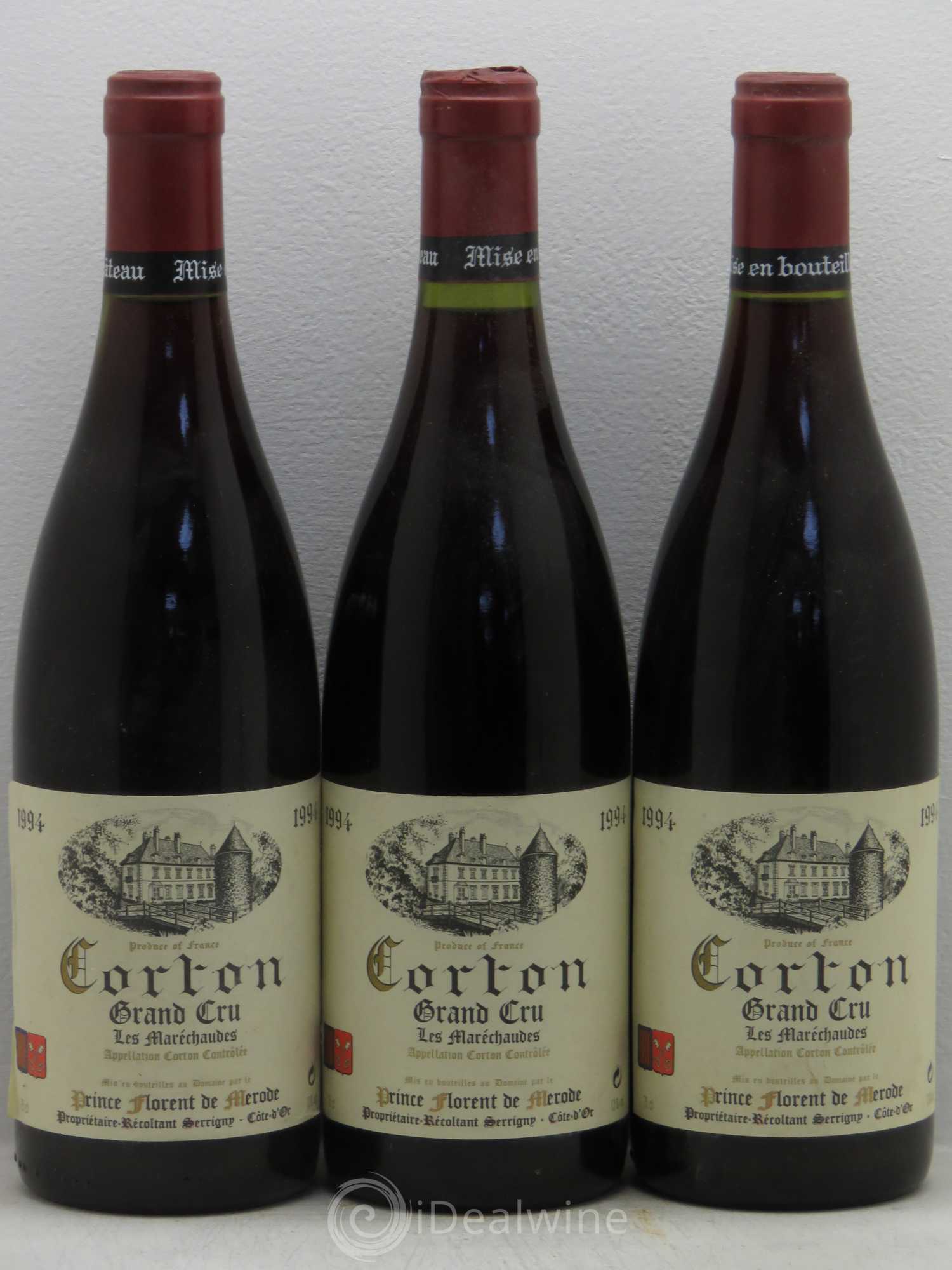 Corton Grand Cru Prince Florent de Mérode 1994 - Lot de 3 bouteilles - 0