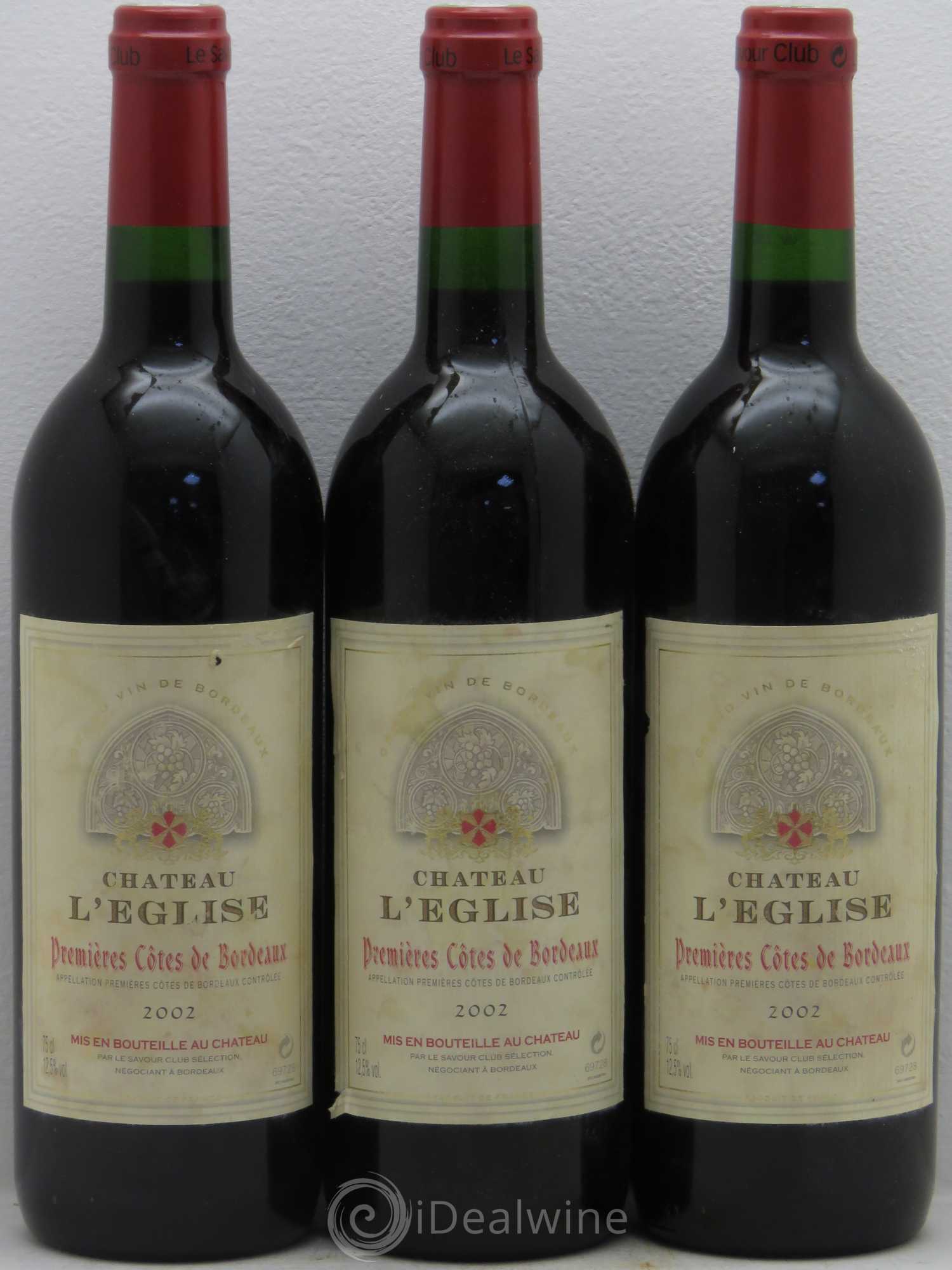 Bordeaux Chateau l'Eglise (sans prix de réserve) 2002 - Posten von 3 Flaschen - 0