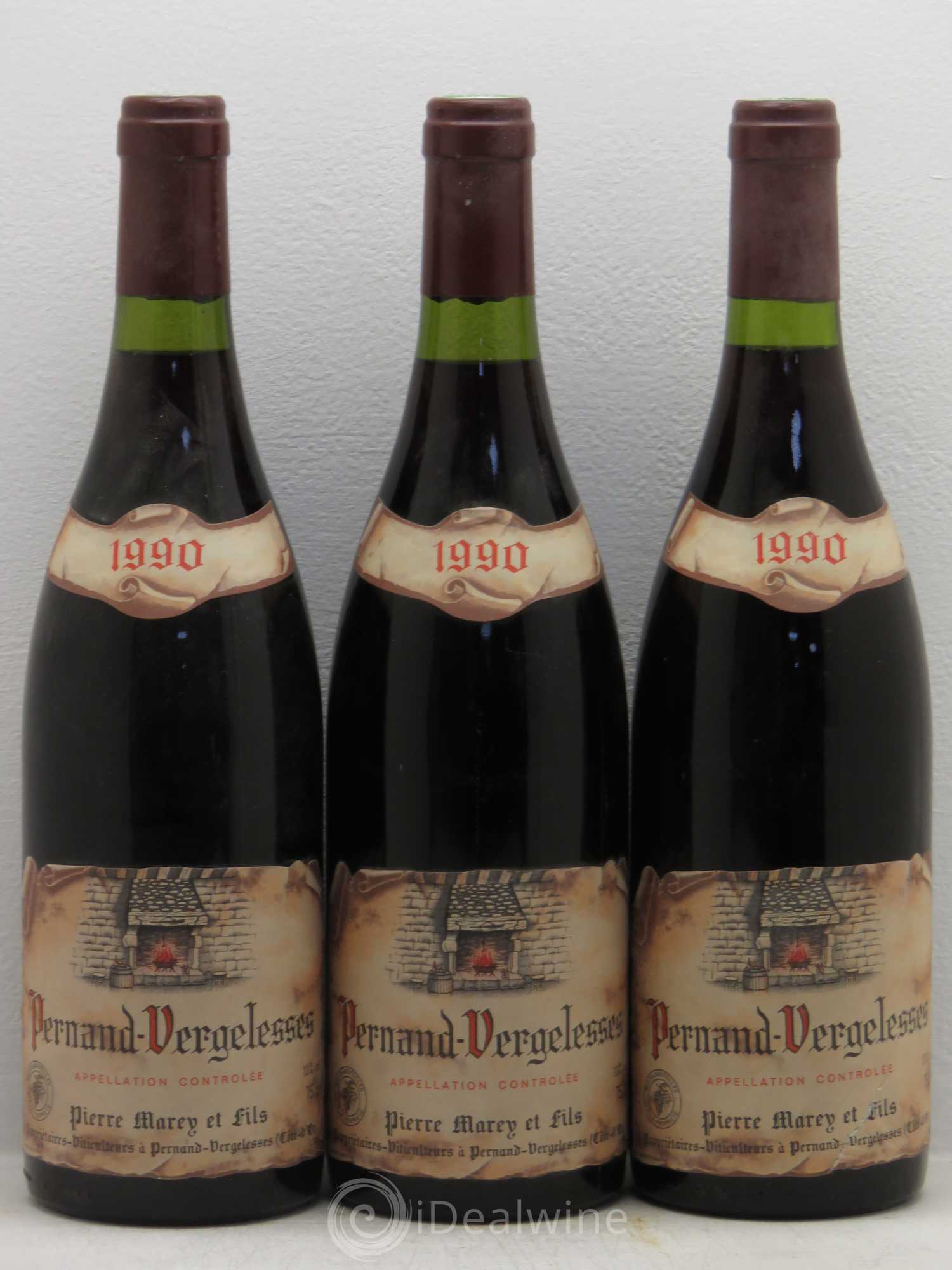 Pernand-Vergelesses Pierre Marey 1990 - Lot de 3 bouteilles - 0
