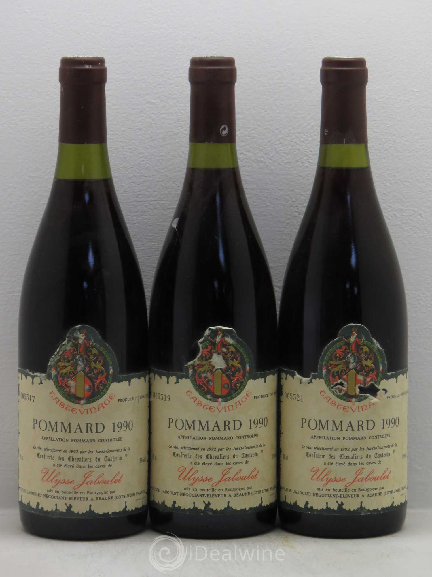 Pommard Ulysse Jaboulet Tastevinage 1990 - Posten von 3 Flaschen - 0