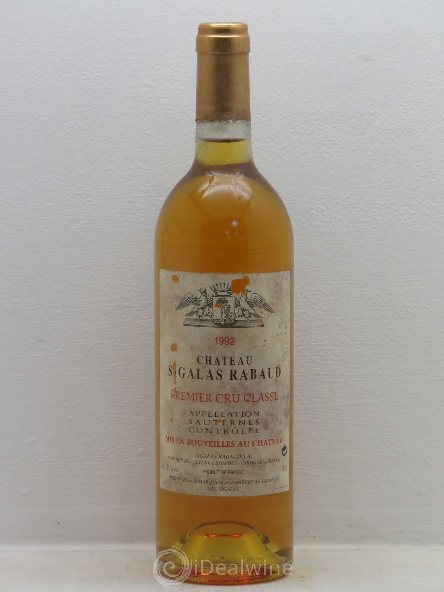 Château Sigalas Rabaud 1er Grand Cru Classé 1992 - Lotto di 6 bottiglie - 0