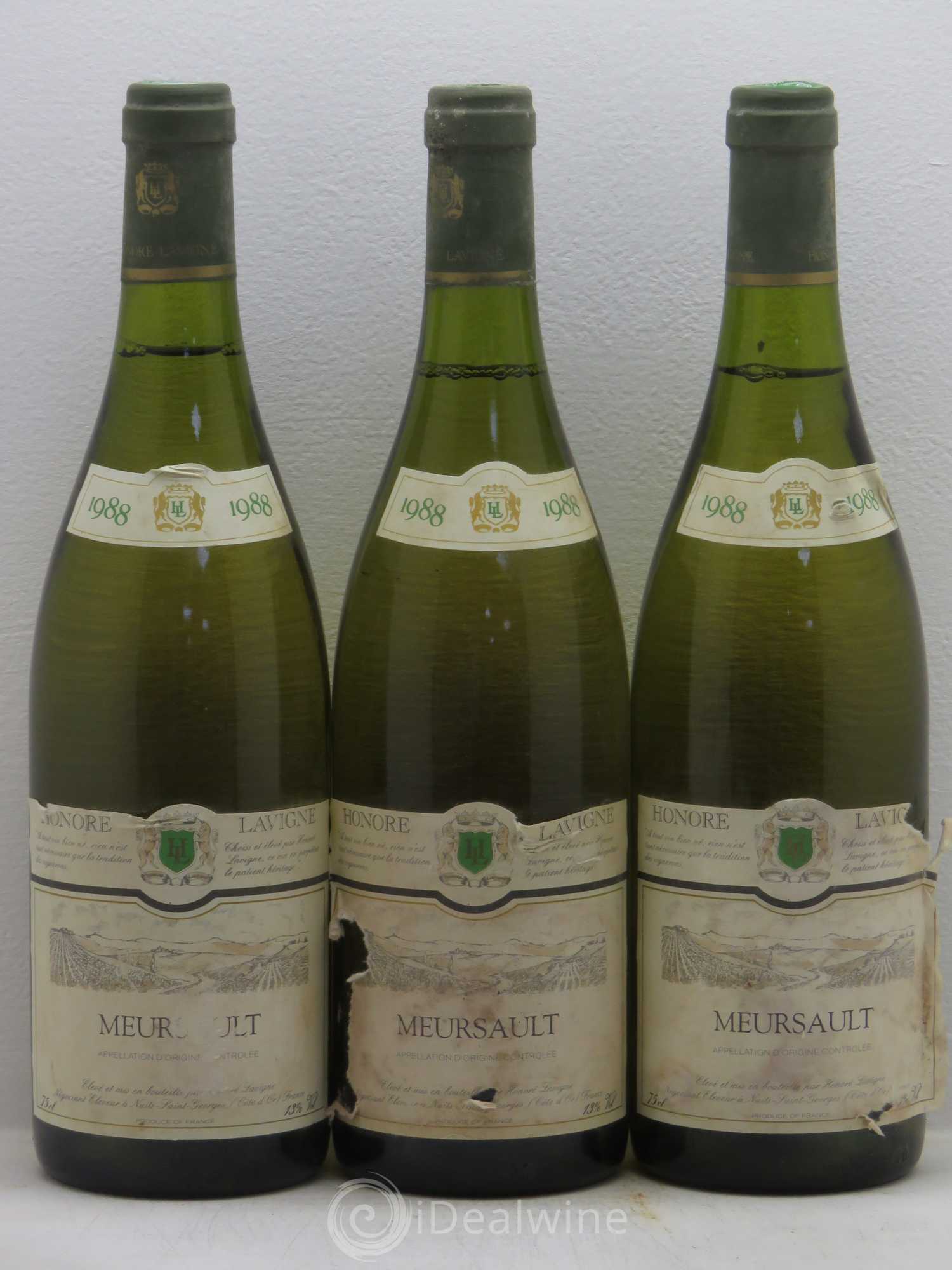 Meursault Honoré Lavigne 1988 - Lot de 3 bouteilles - 0