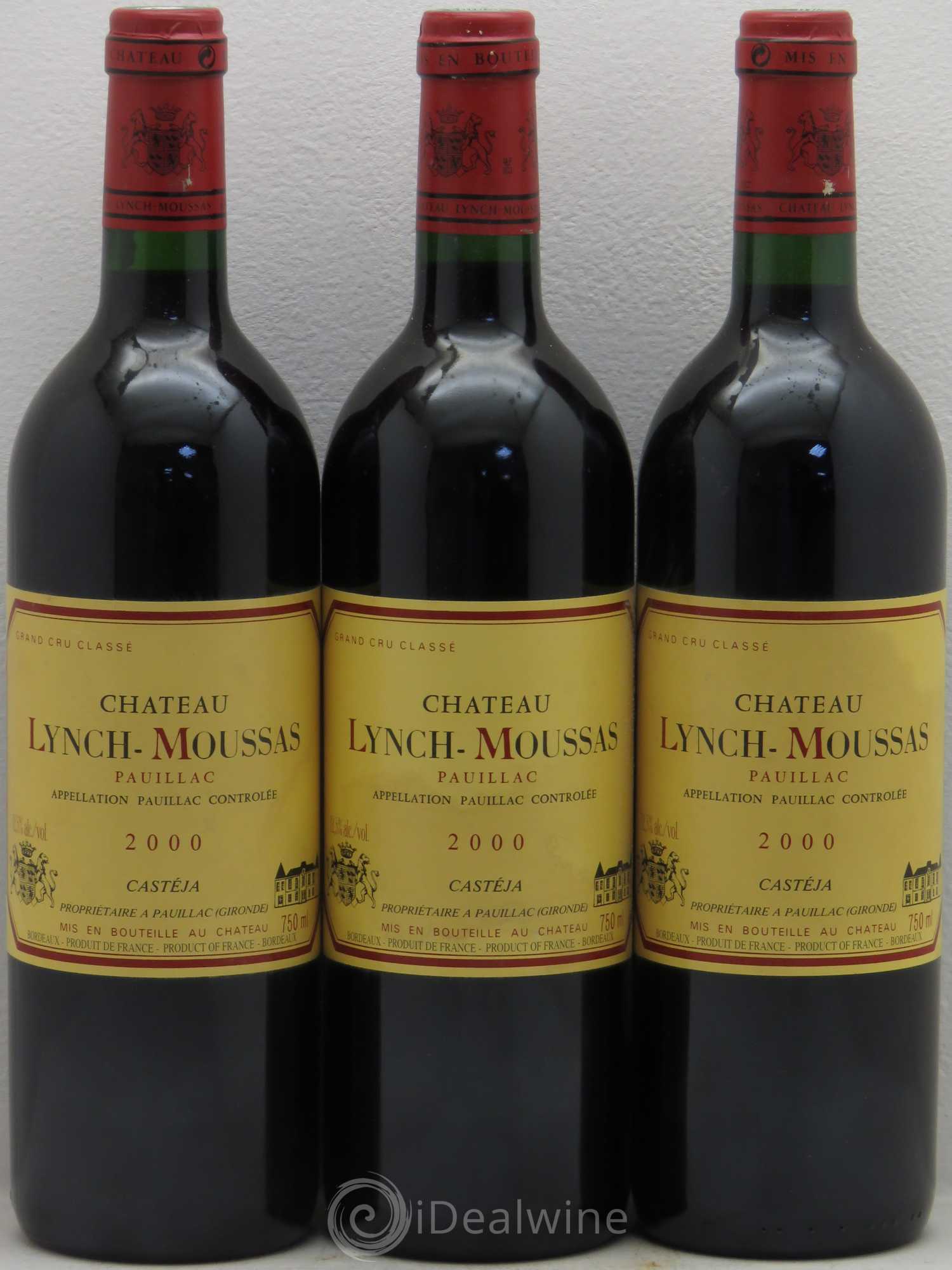 Château Lynch Moussas 5ème Grand Cru Classé 2000 - Lot de 3 bouteilles - 0