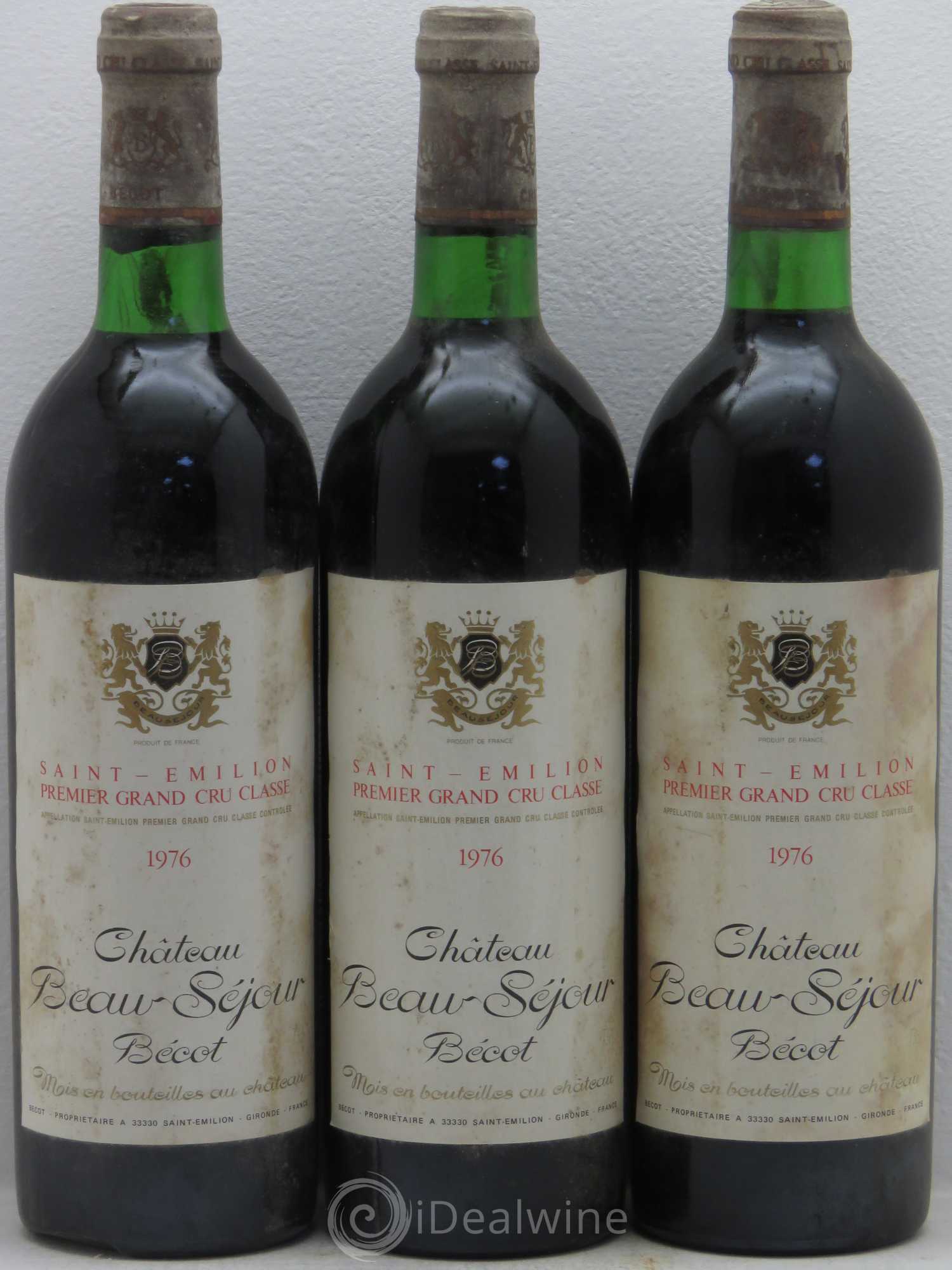 Château Beau-Séjour Bécot 1er Grand Cru Classé B 1976 - Lot de 3 bouteilles - 0